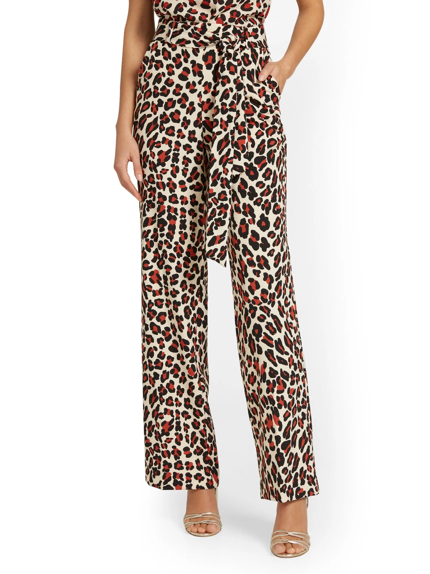 Leopard-Print Tie-Waist Palazzo Pant - Image 5