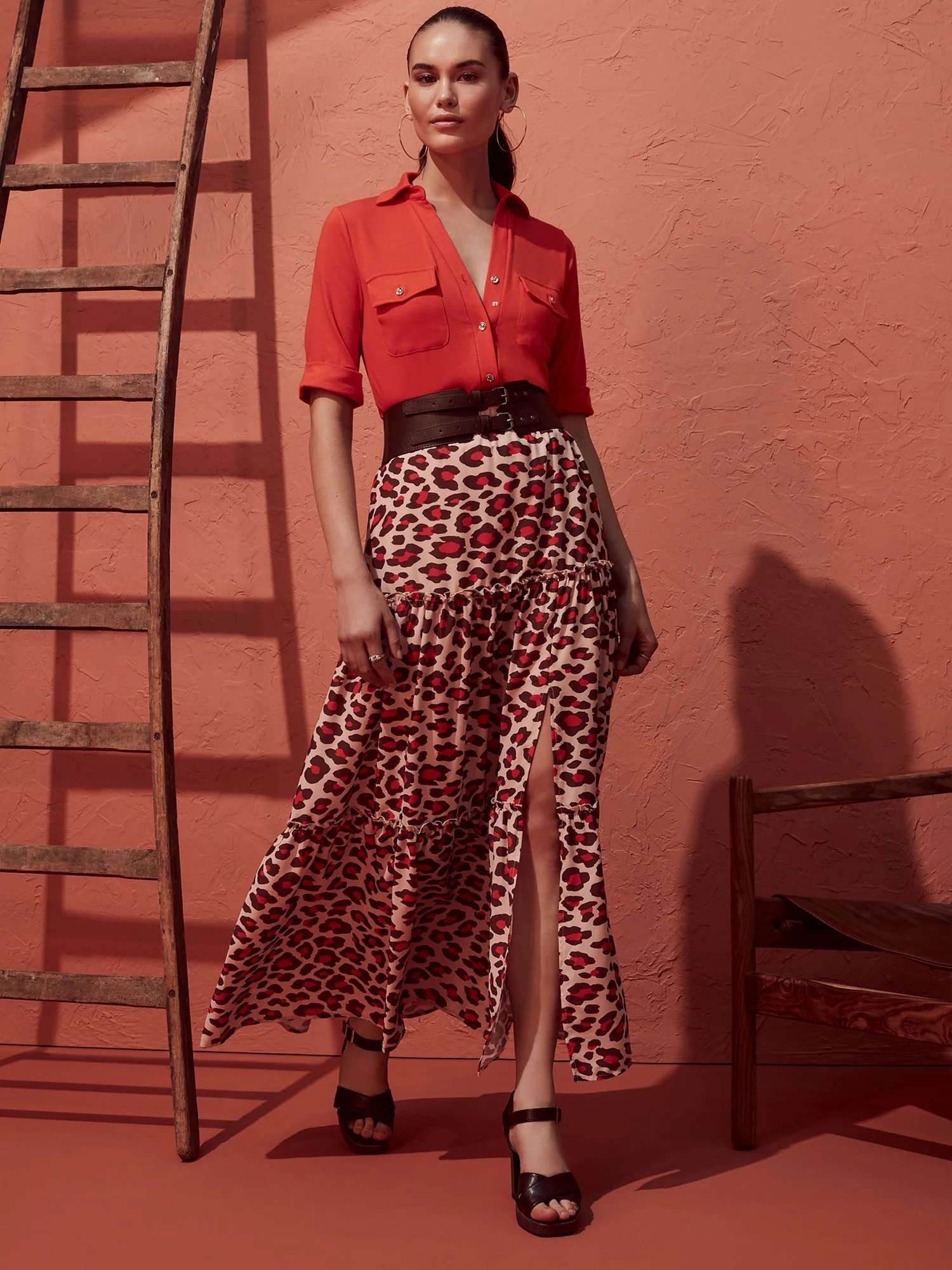 Leopard-Print Tiered Maxi Skirt - Image 2