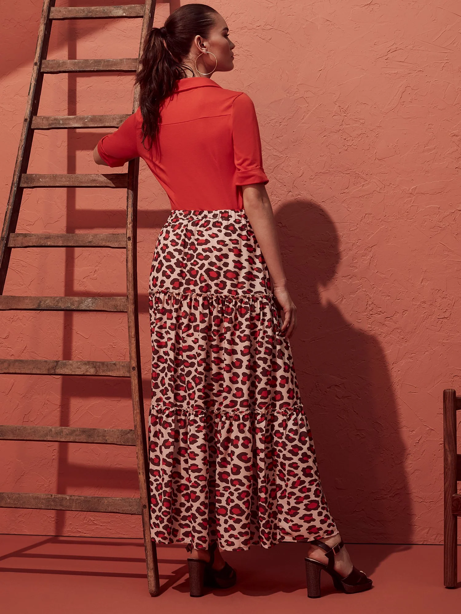 Leopard-Print Tiered Maxi Skirt - Image 3