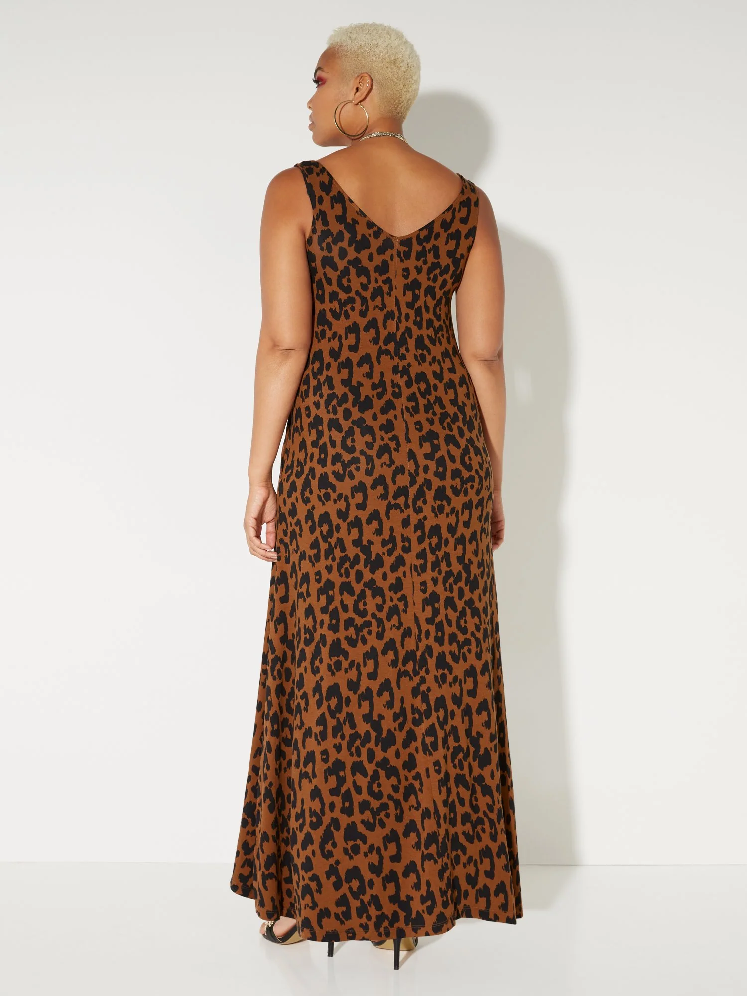 Leopard-Print V-Neck Tank Maxi Dress - NY&C Style System - Image 3
