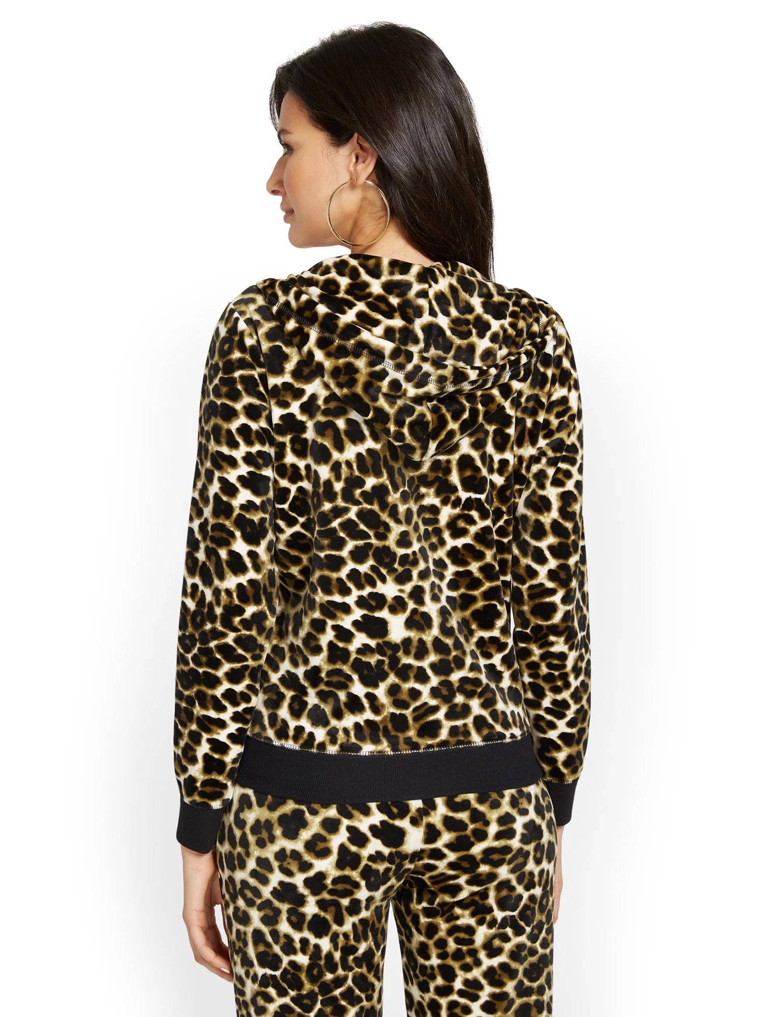 Leopard-Print Velour Hooded Zip-Front Jacket - Dreamy Velour Collection - Image 3