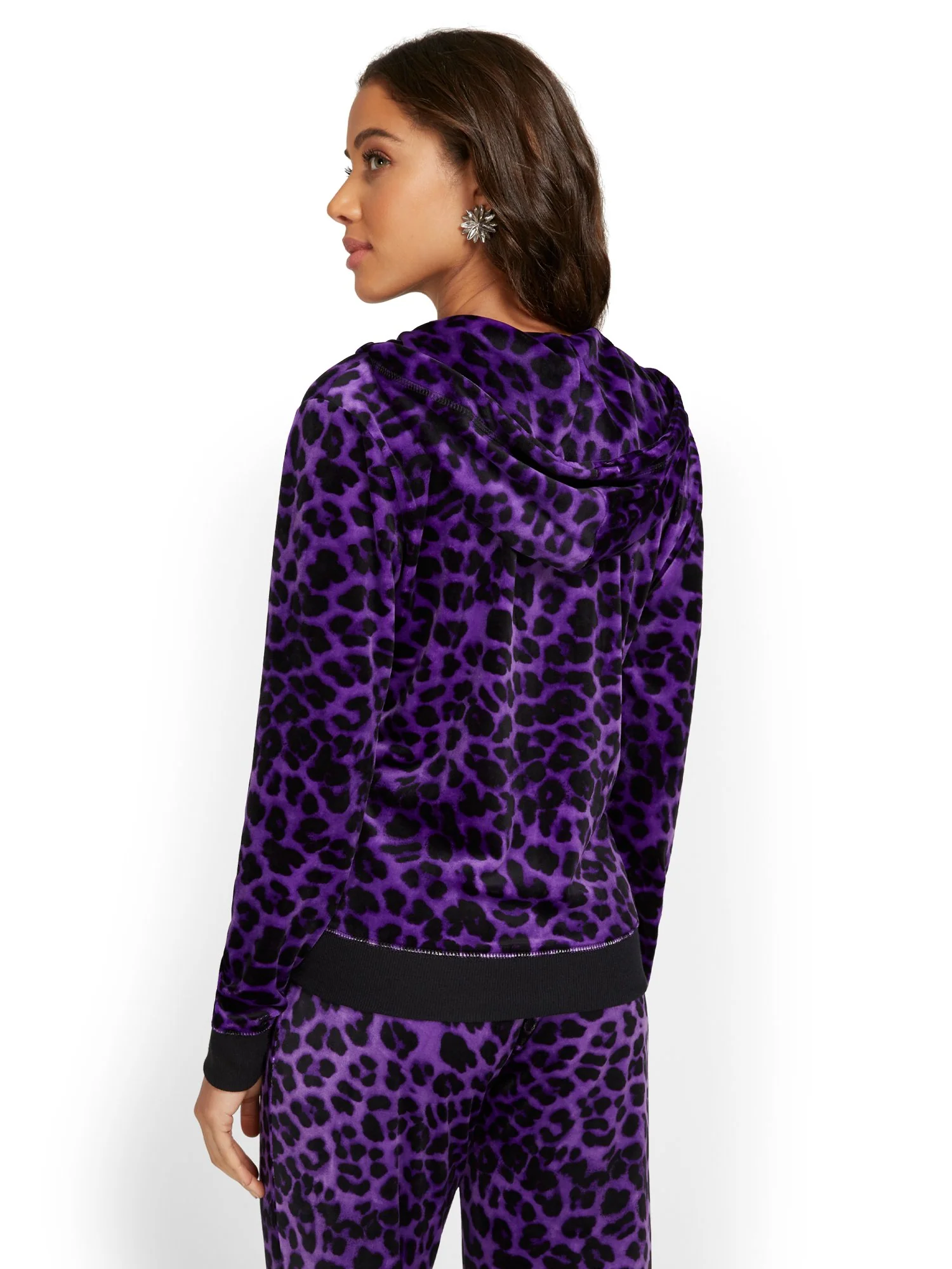Leopard-Print Velour Hooded Zip-Front Jacket - Dreamy Velour Collection - Image 7