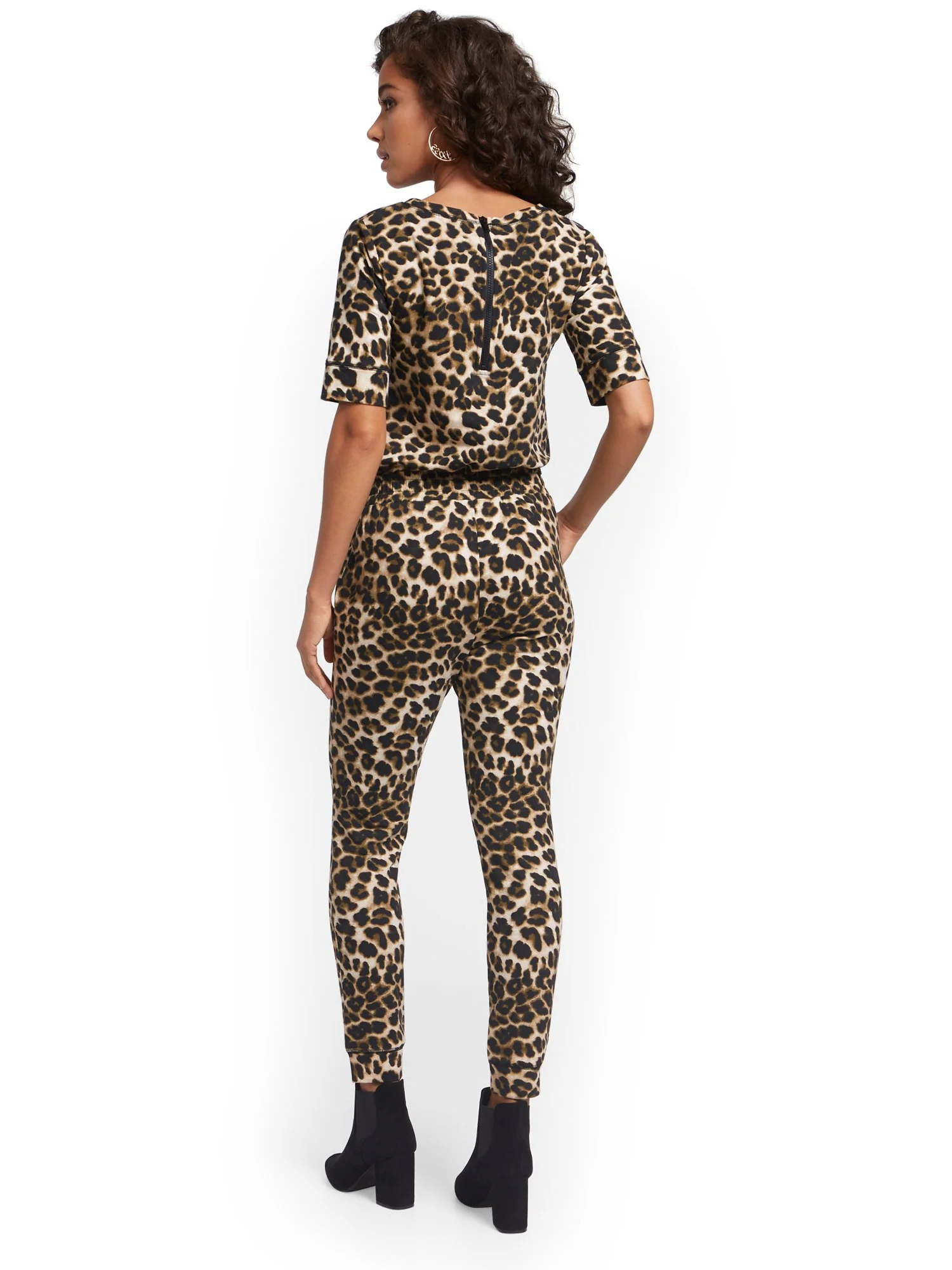 Leopard-Print Zipper-Back Jumpsuit - Image 2