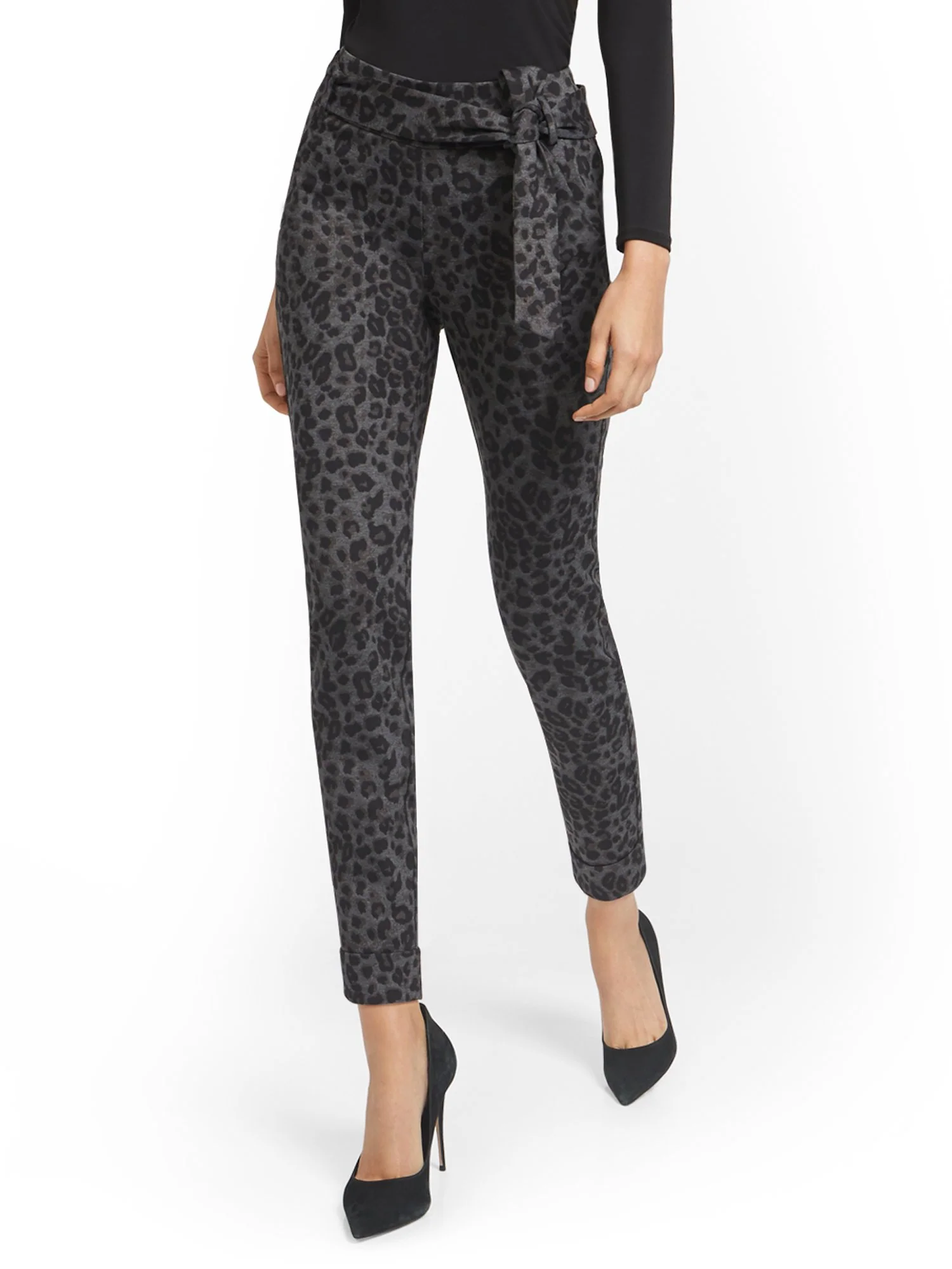 Leopard Pull-On Slim-Leg Pant - Superflex