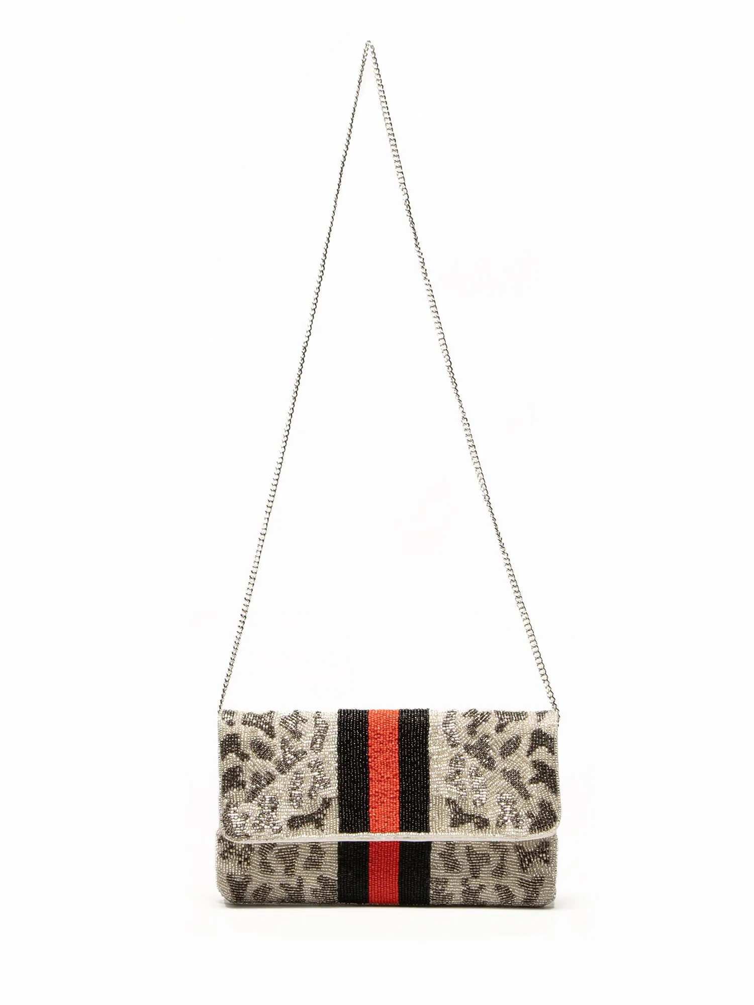 Leopard Stripe Beaded Clutch - Image 3