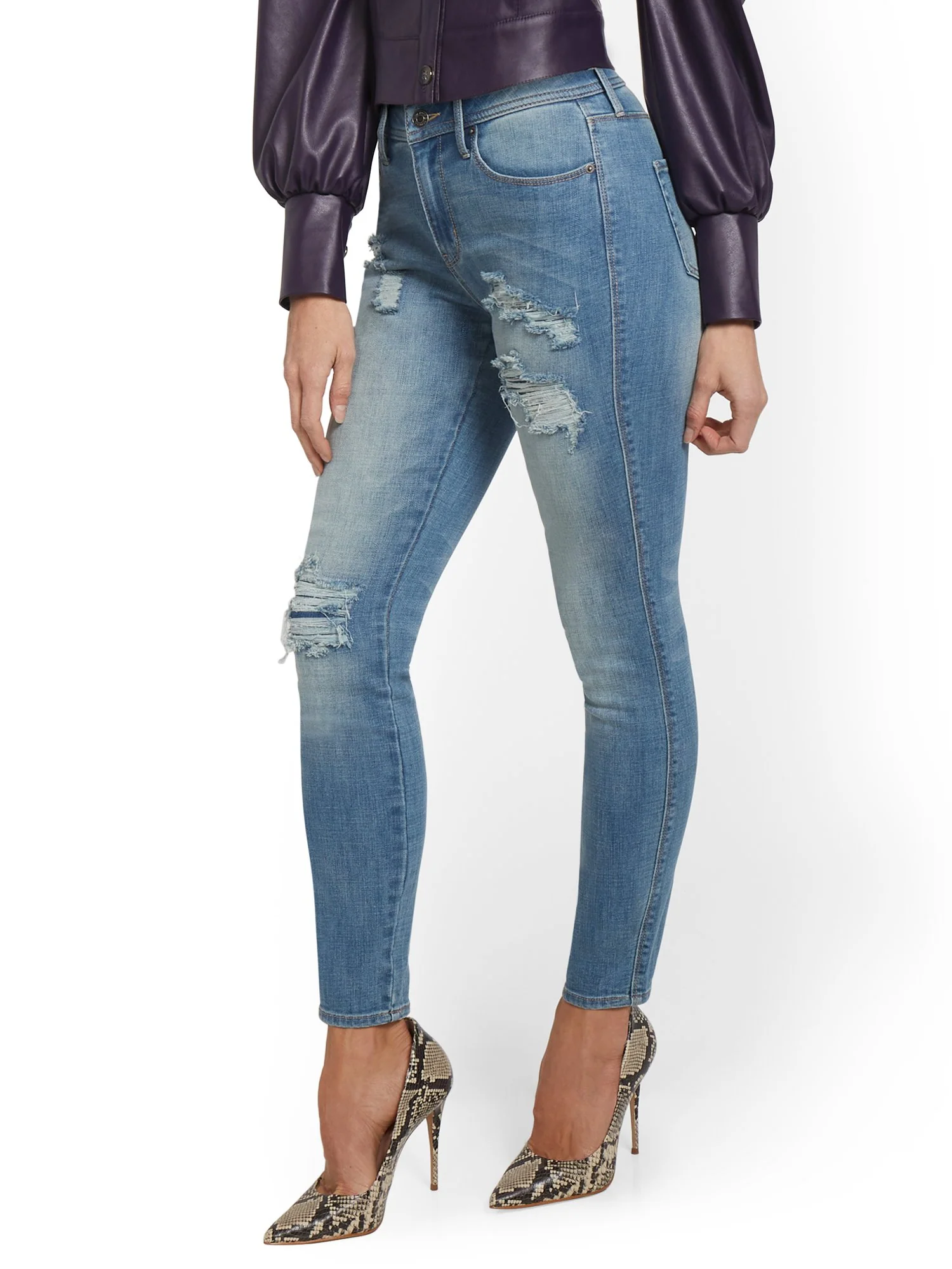 Lexi High-Waisted Distressed Super-Skinny Jeans - Image 2