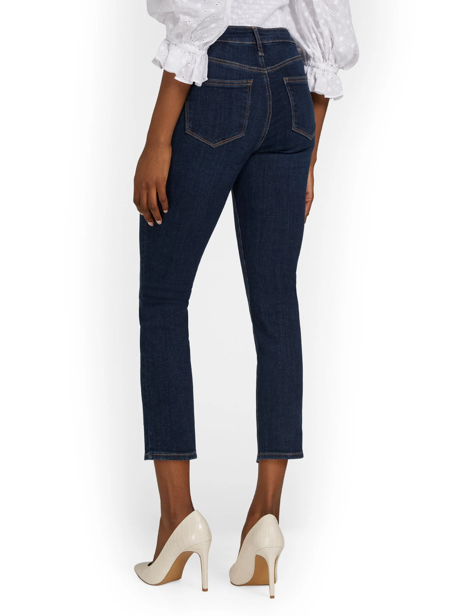 Lexi High-Waisted Super-Skinny Capri Jeans - Dark Blue Wash - Image 3