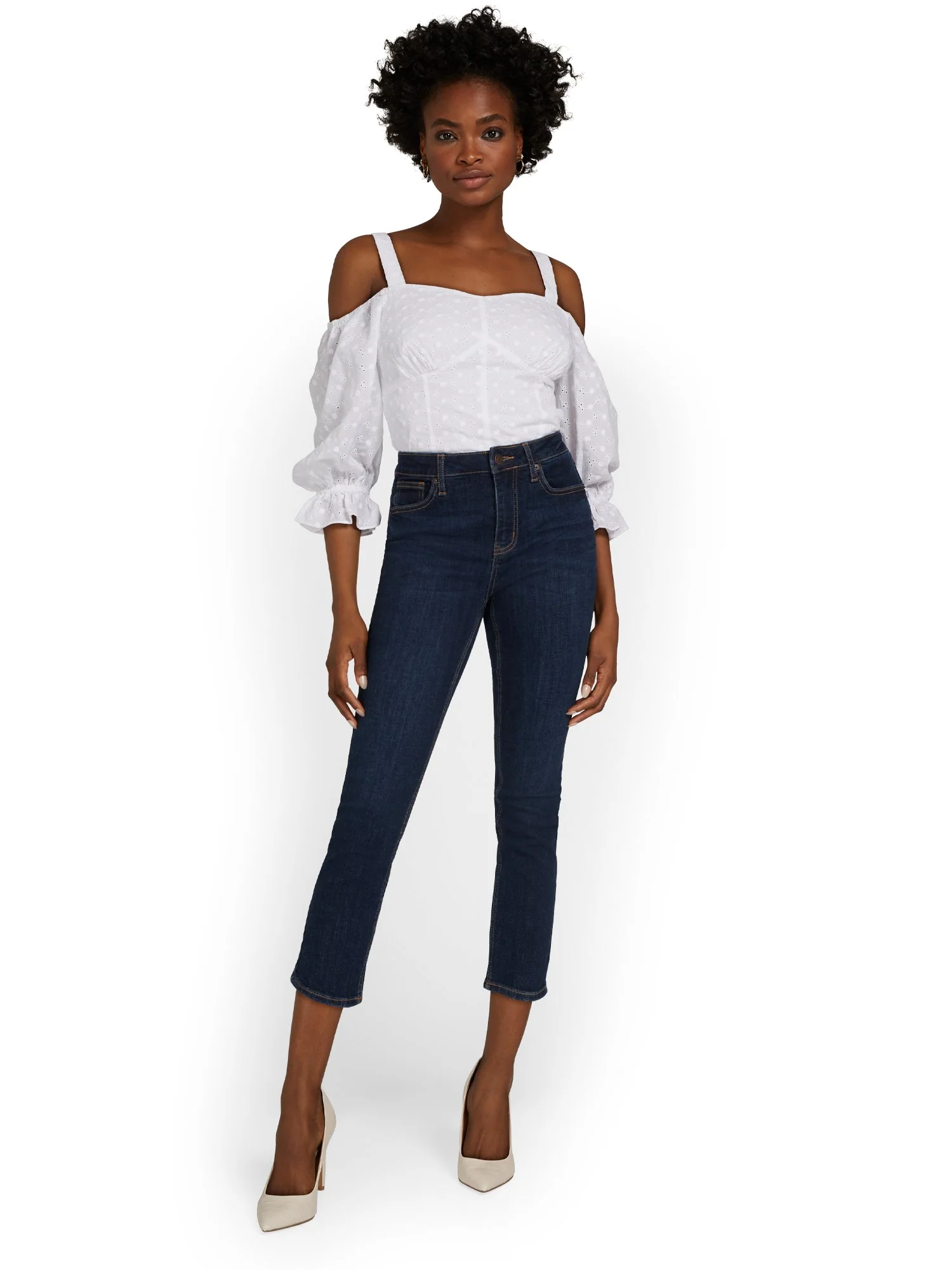 Lexi High-Waisted Super-Skinny Capri Jeans - Dark Blue Wash - Image 4