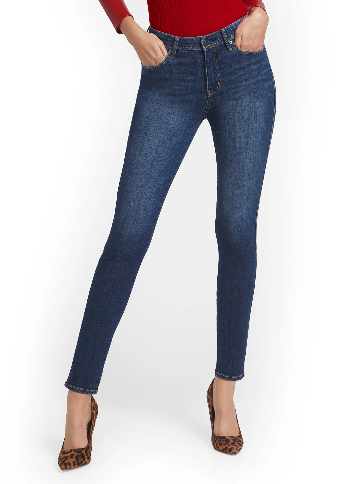 Lexi High-Waisted Super-Skinny Jeans - Medium Indigo - Image 2