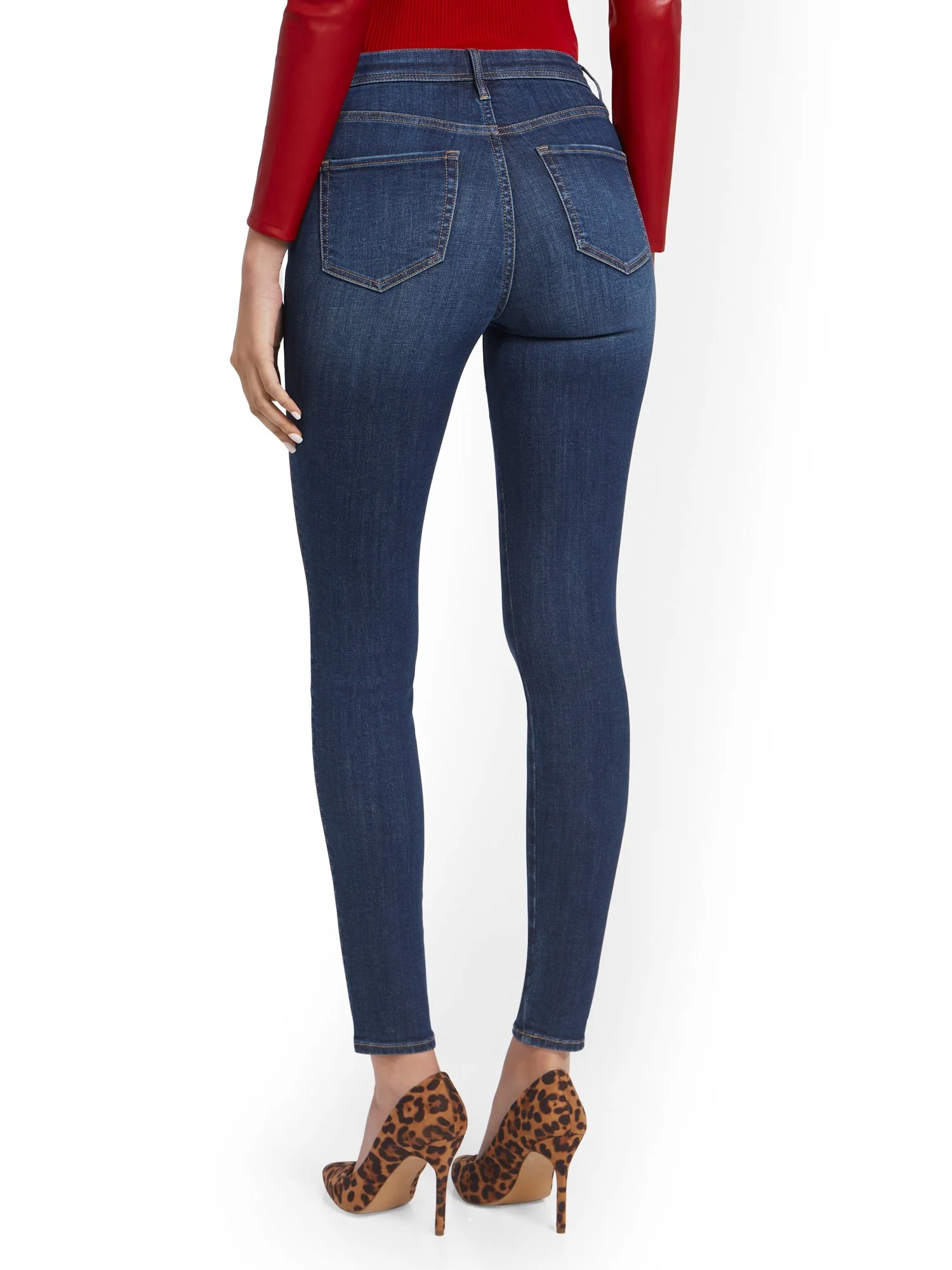 Lexi High-Waisted Super-Skinny Jeans - Medium Indigo - Image 3