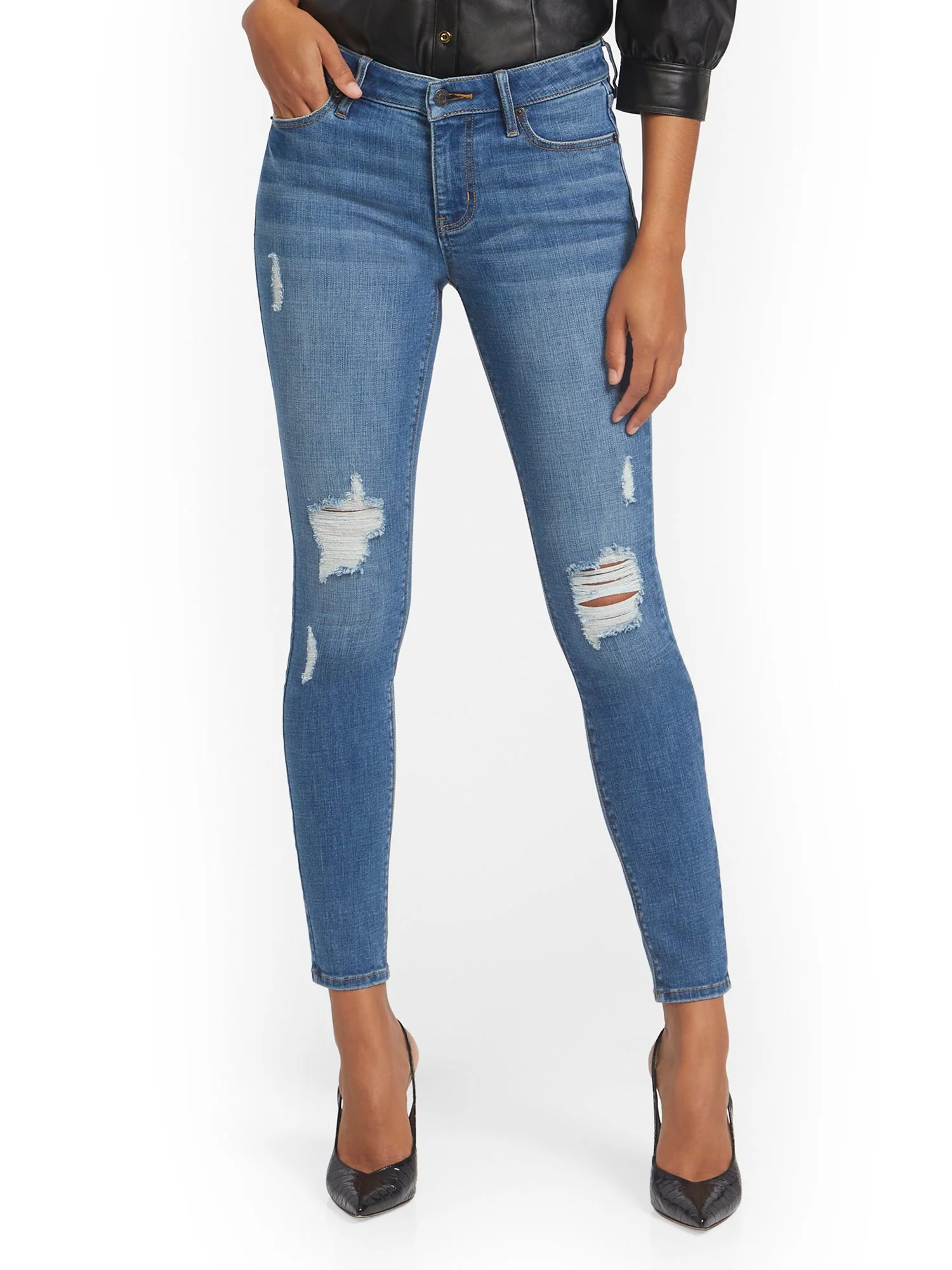 Lexi Mid-Rise Destroyed Super-Skinny Jeans - Fetching Wash