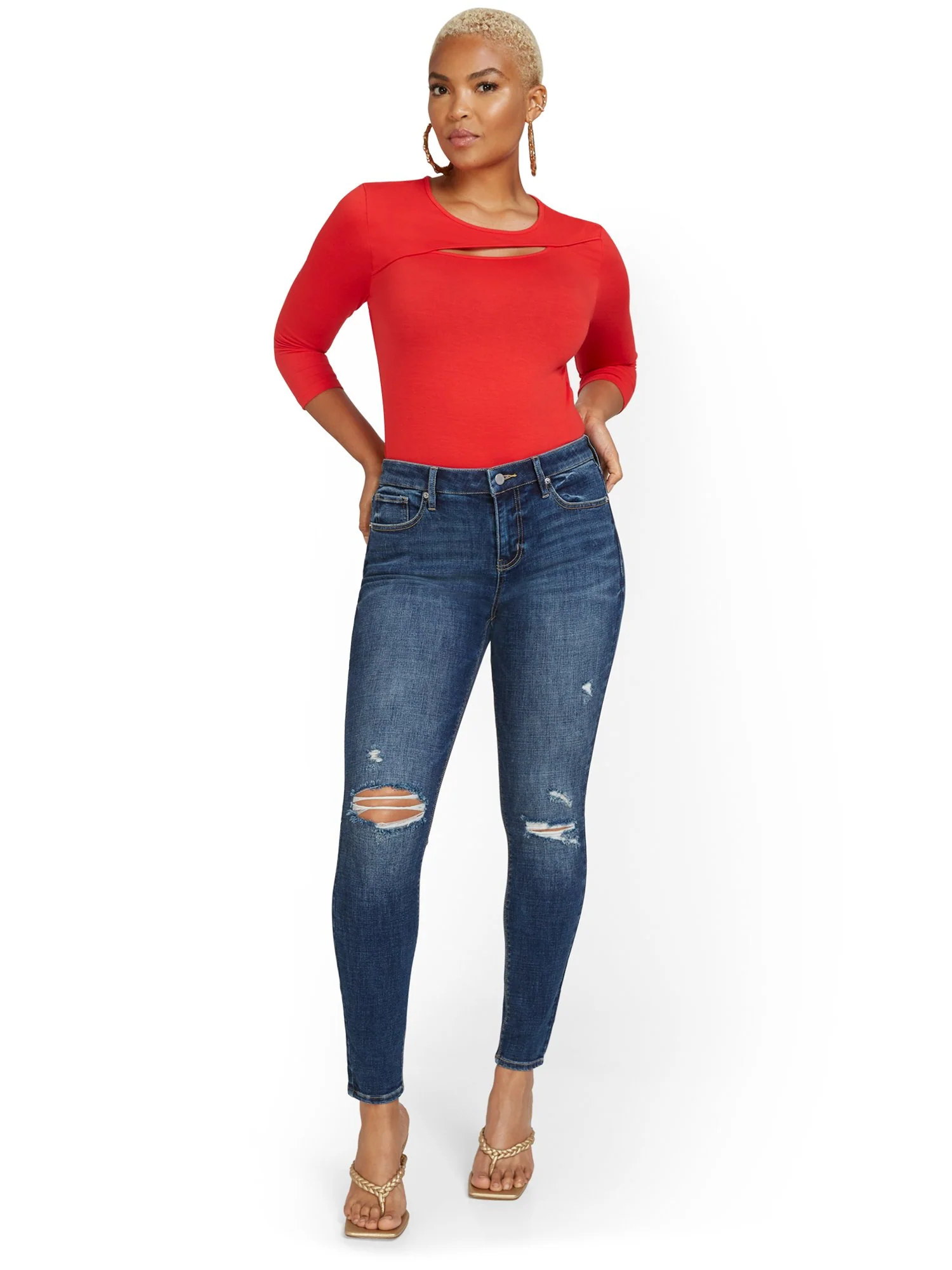 Lexi Mid-Rise Super-Skinny Jeans - Dark Wash - Image 8