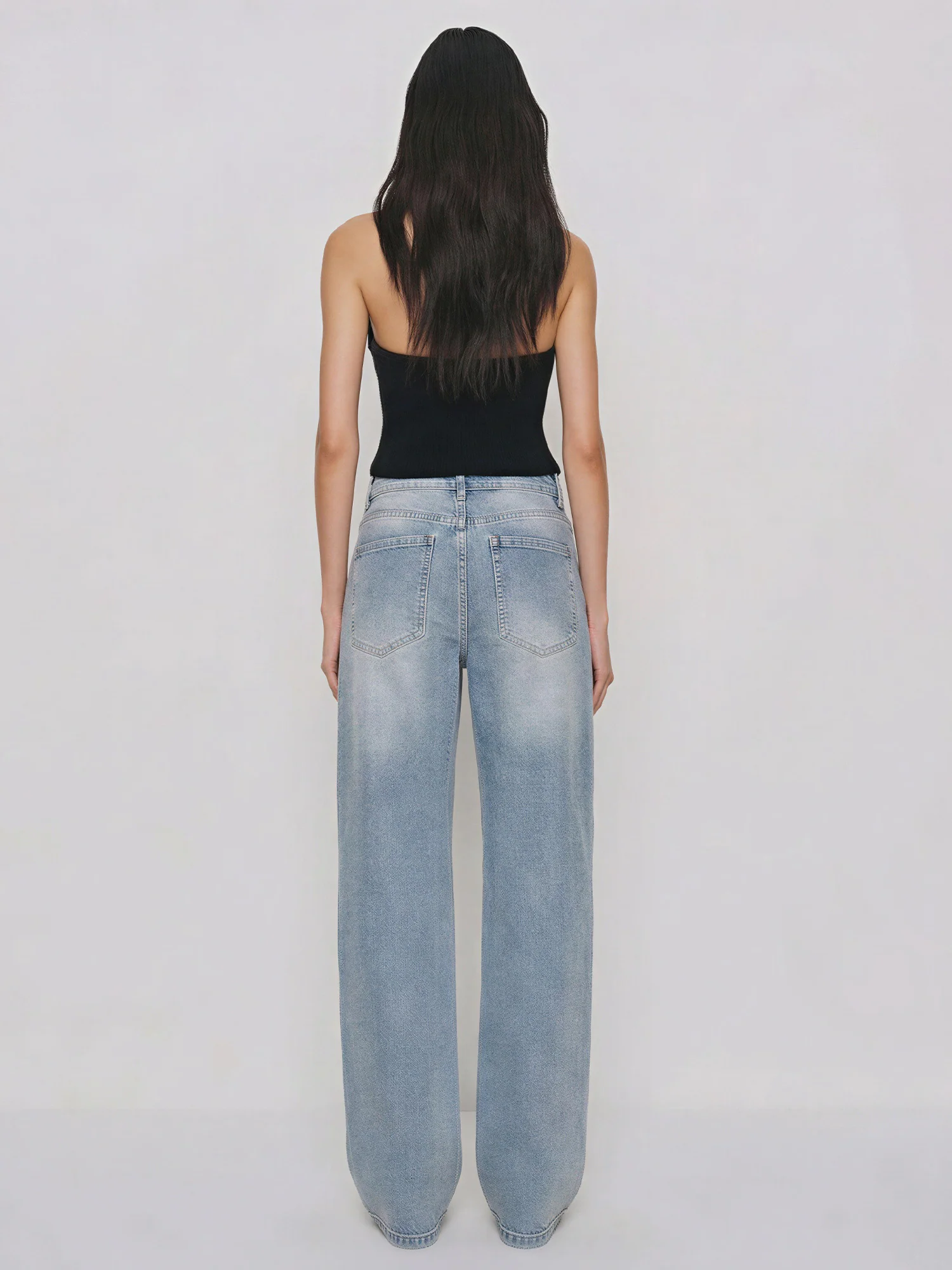 Light Wash Embellished Straight leg Denim - Image 4