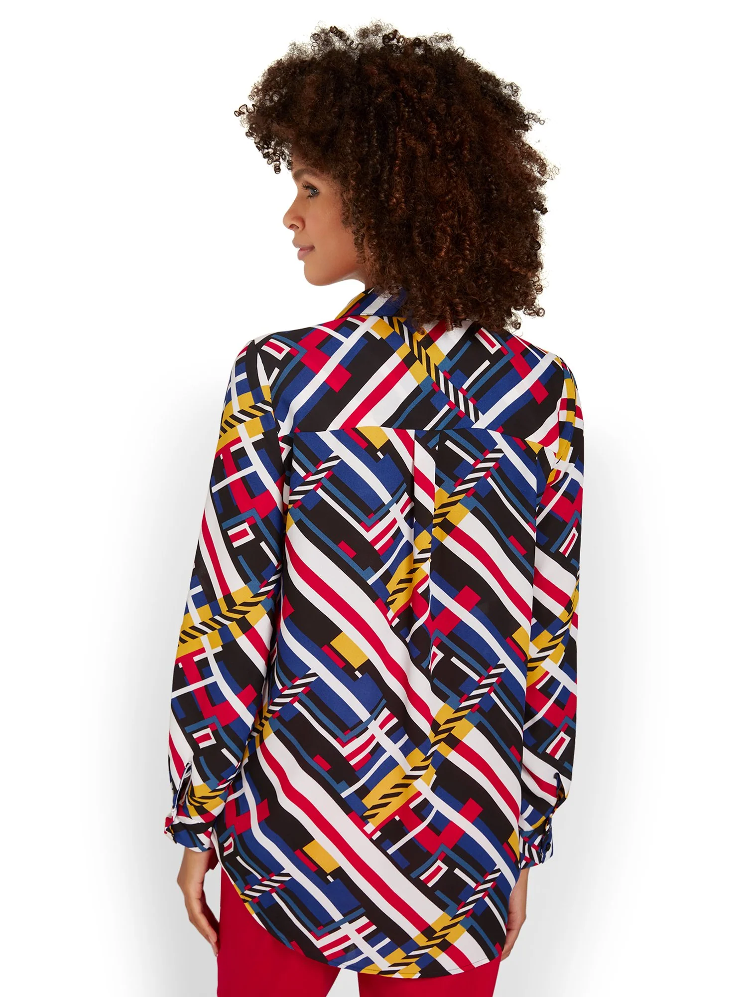 Linear-Print Button-Front Blouse - Image 3