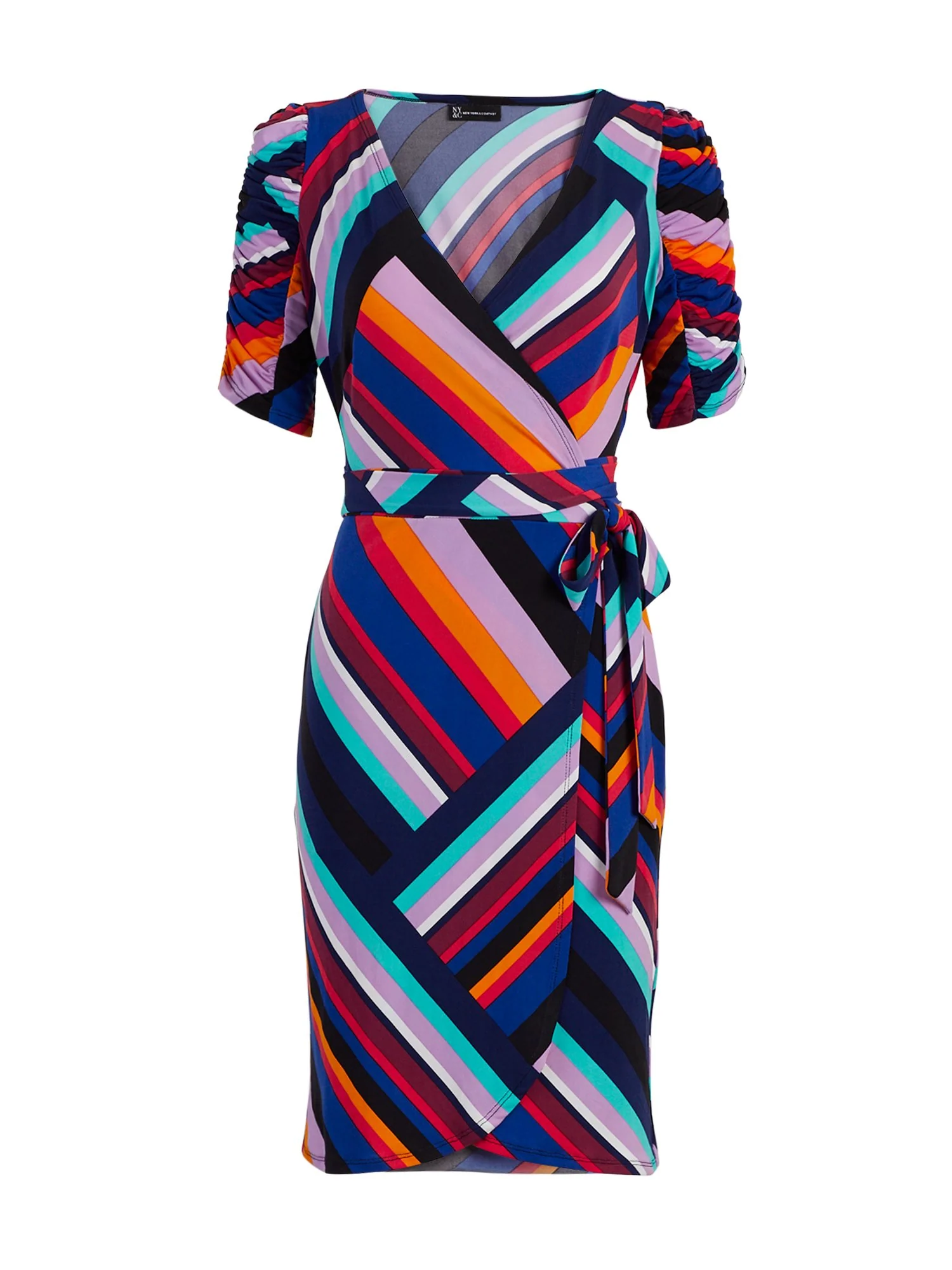 Linear-Print Knit Wrap Dress