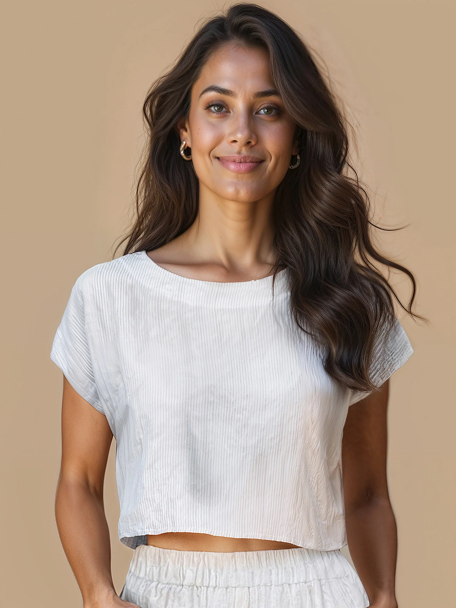 Linen Back Button Down Short Sleeve Top - Image 2