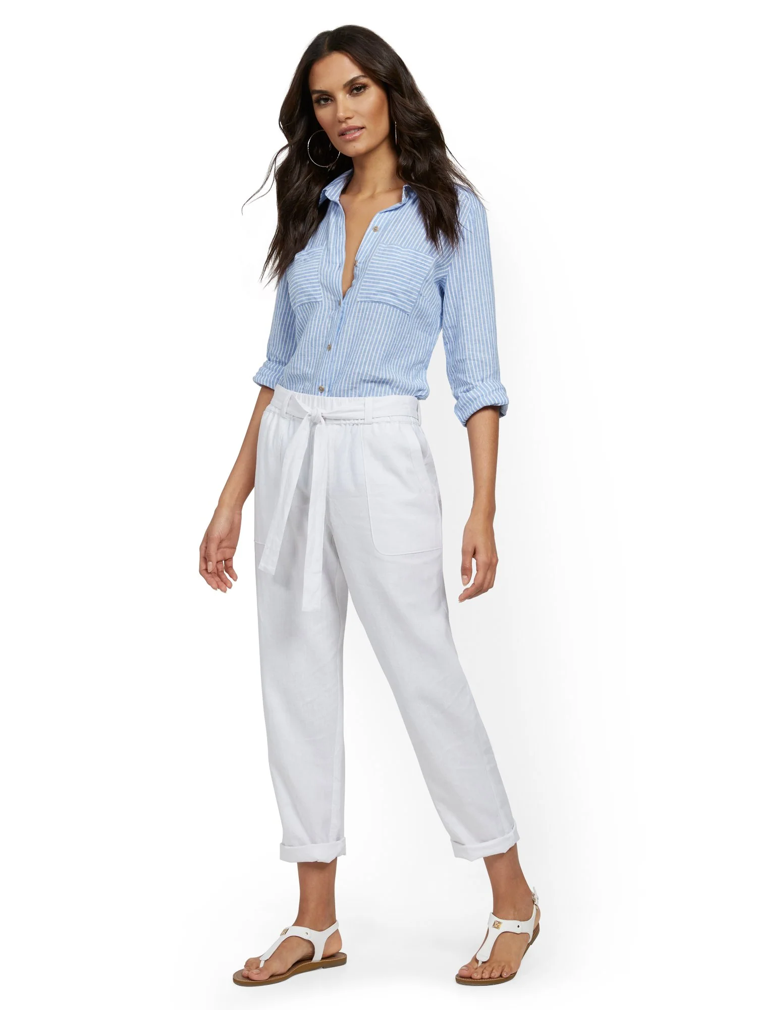 Linen Belted Boyfriend Pant - Image 3