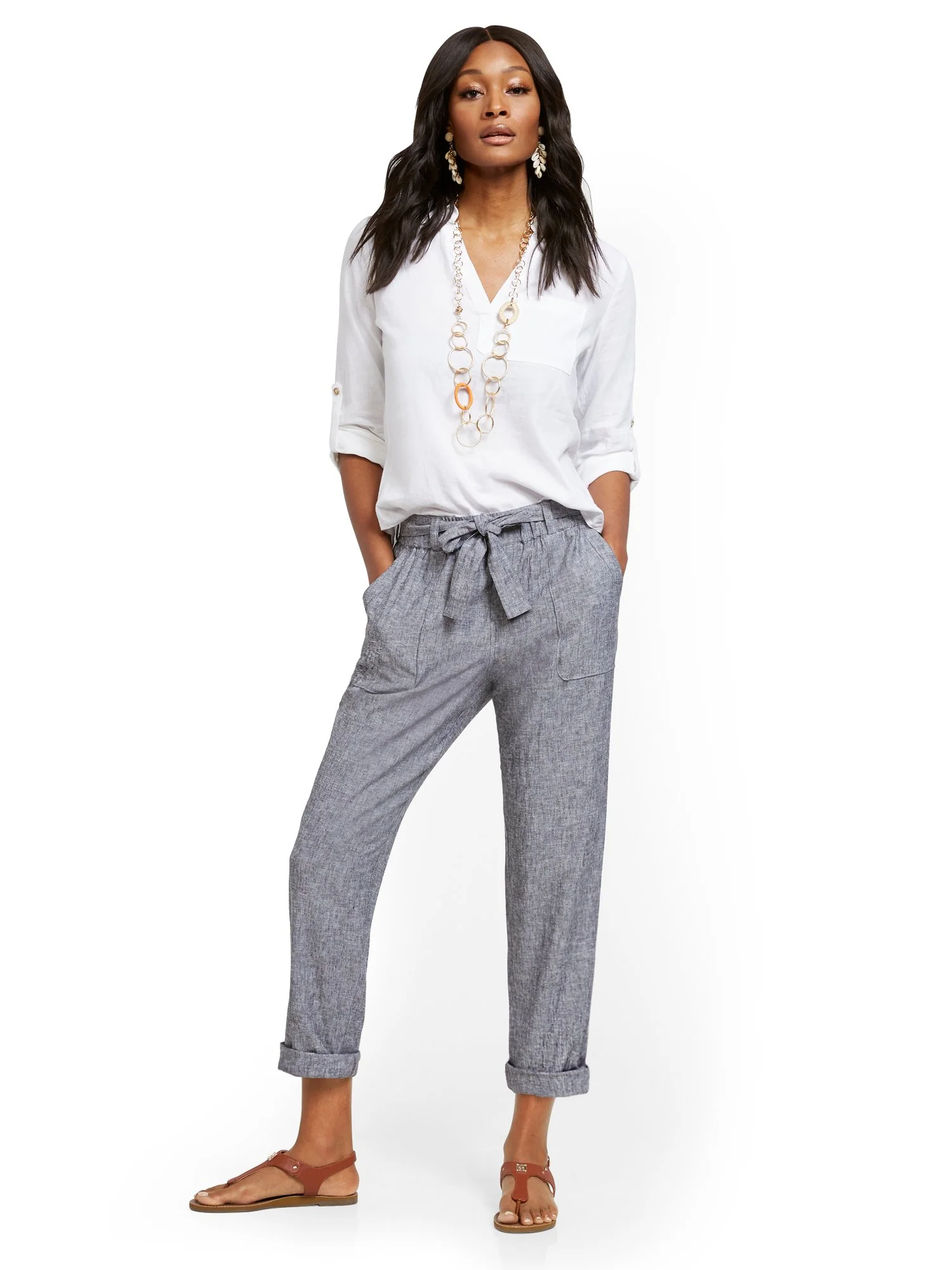 Linen Belted Boyfriend Pant - Image 8