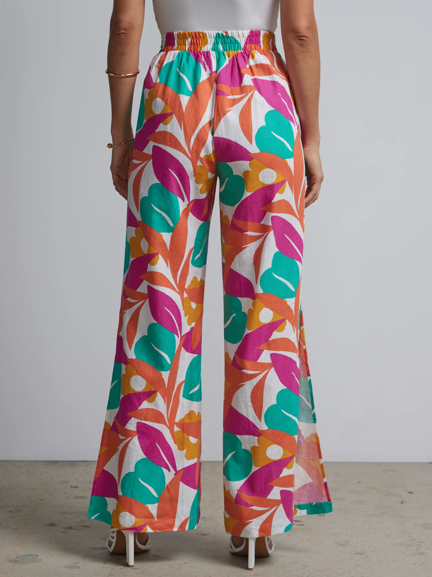Linen-Blend Abstract-Print Wide-Leg Pant - Image 3