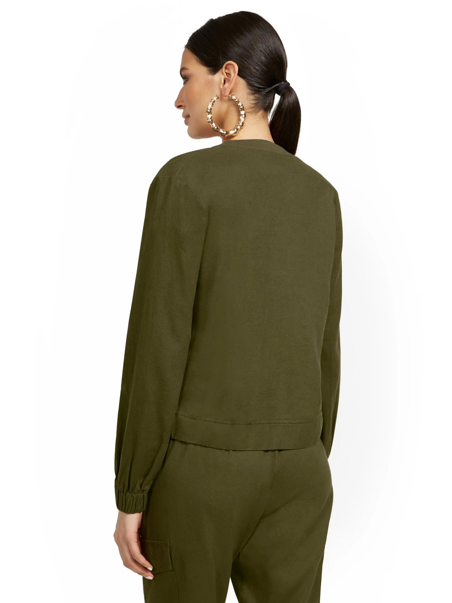 Linen-Blend Bomber Jacket - Image 3