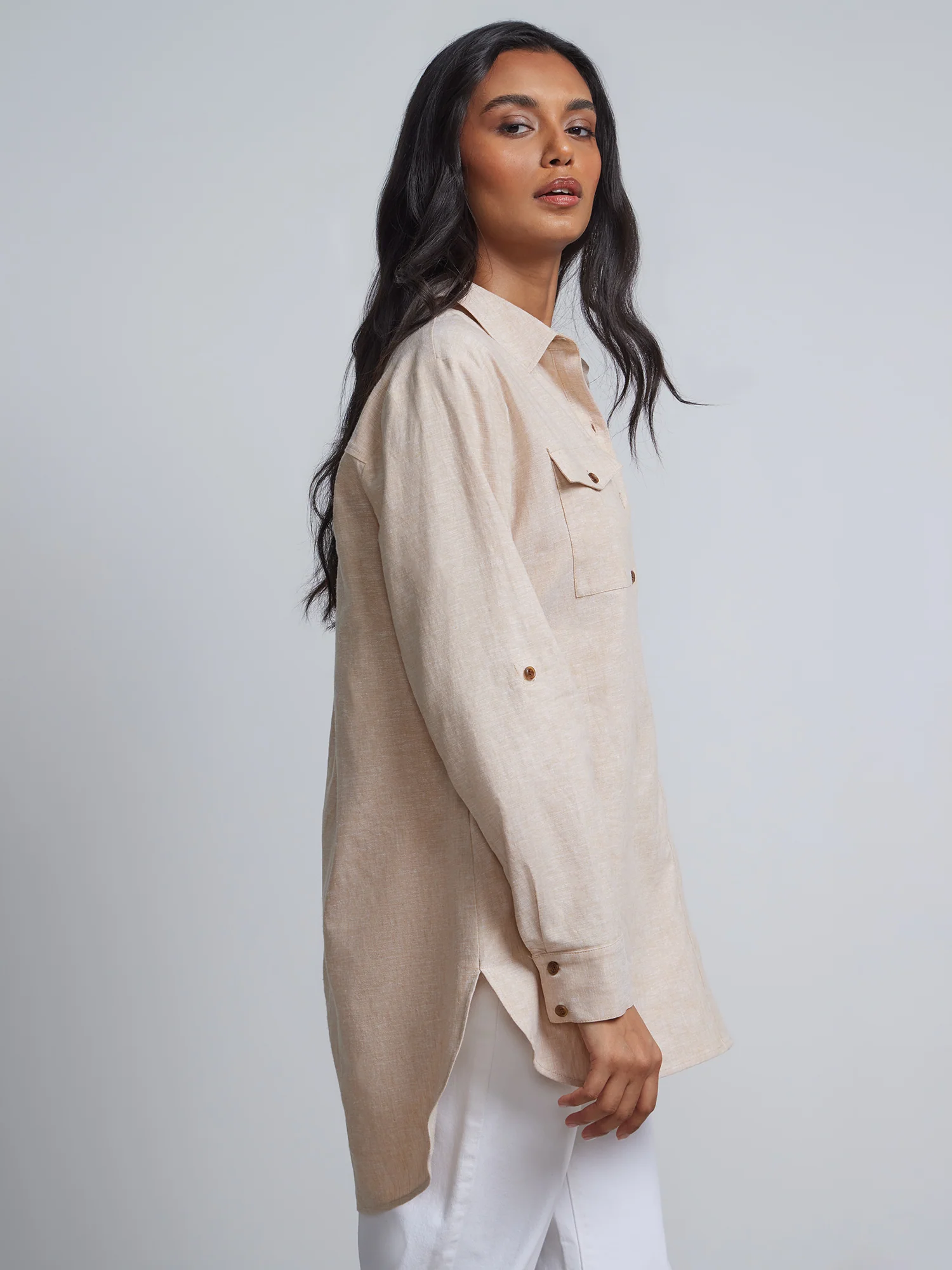 Linen-Blend Boyfriend Button-Front - NY&C Madison Shirt® - Image 7