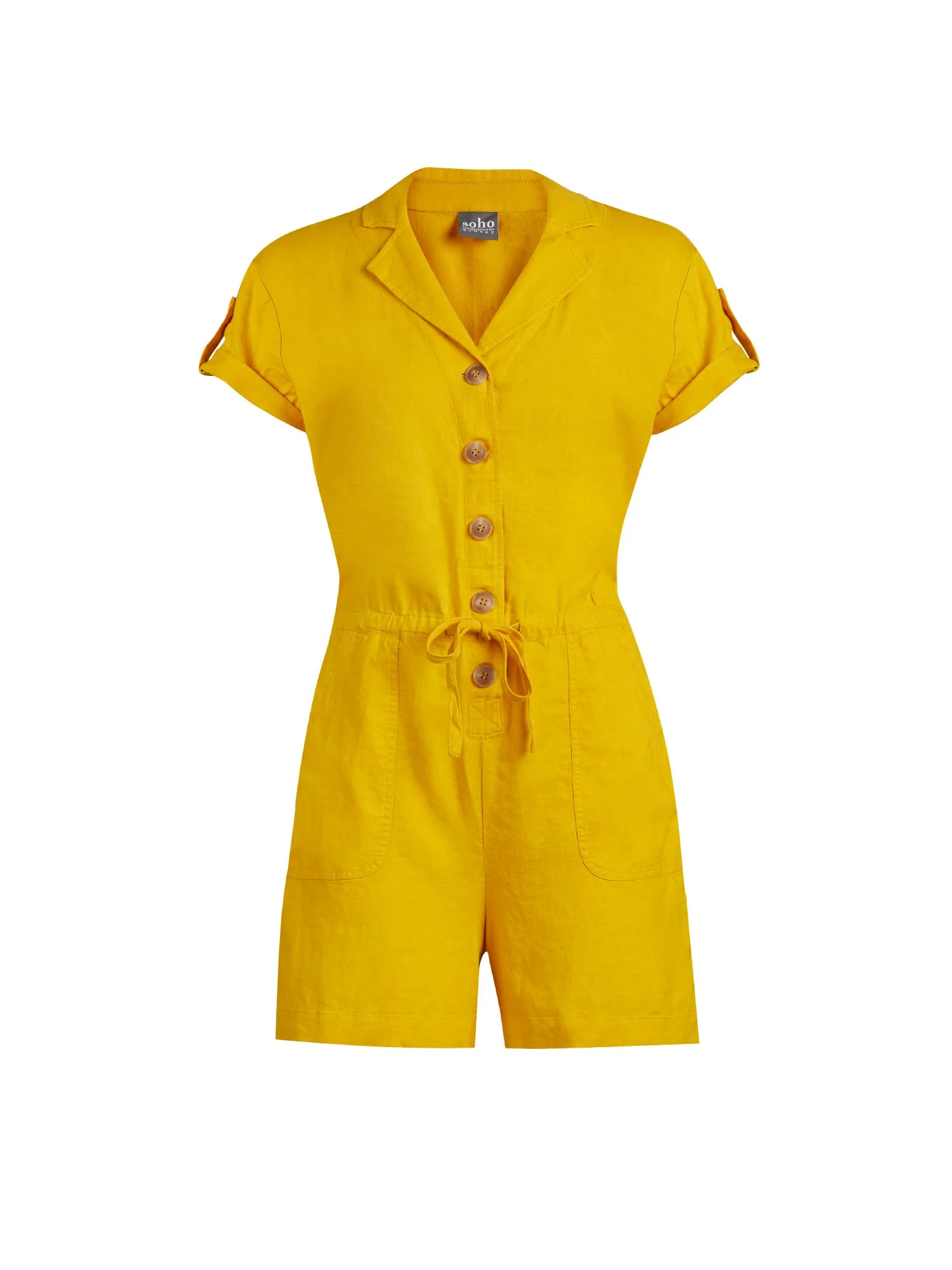 Linen-Blend Button-Front Romper - Image 5