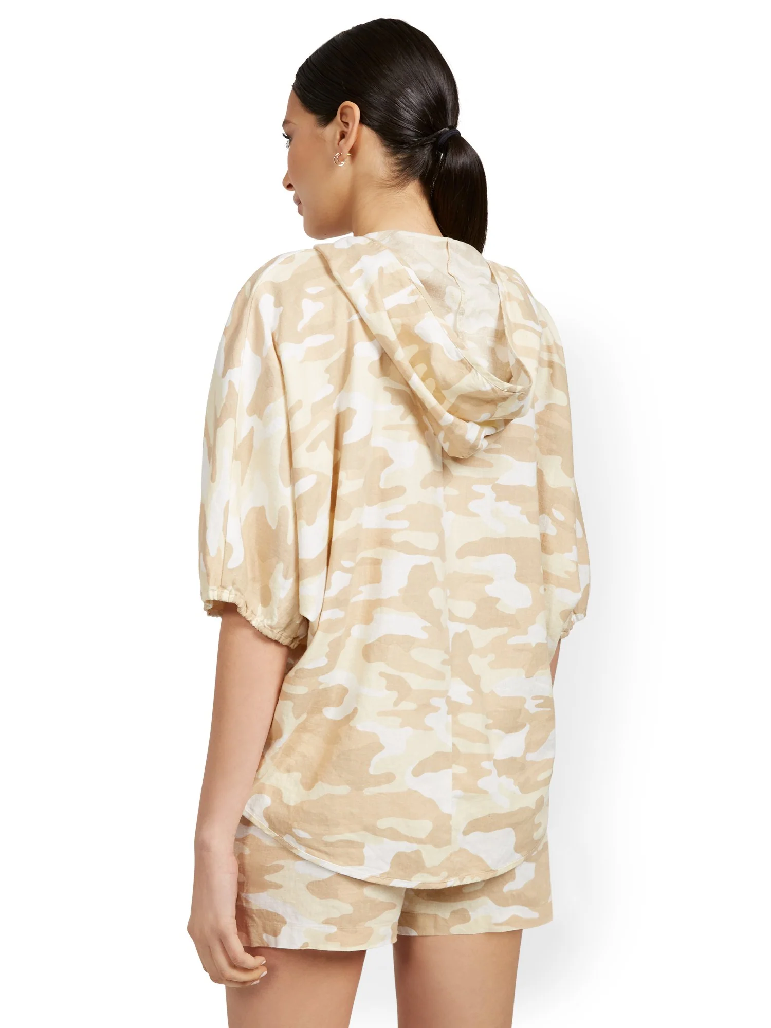 Linen-Blend Camo-Print Wrap Hoodie - Image 3