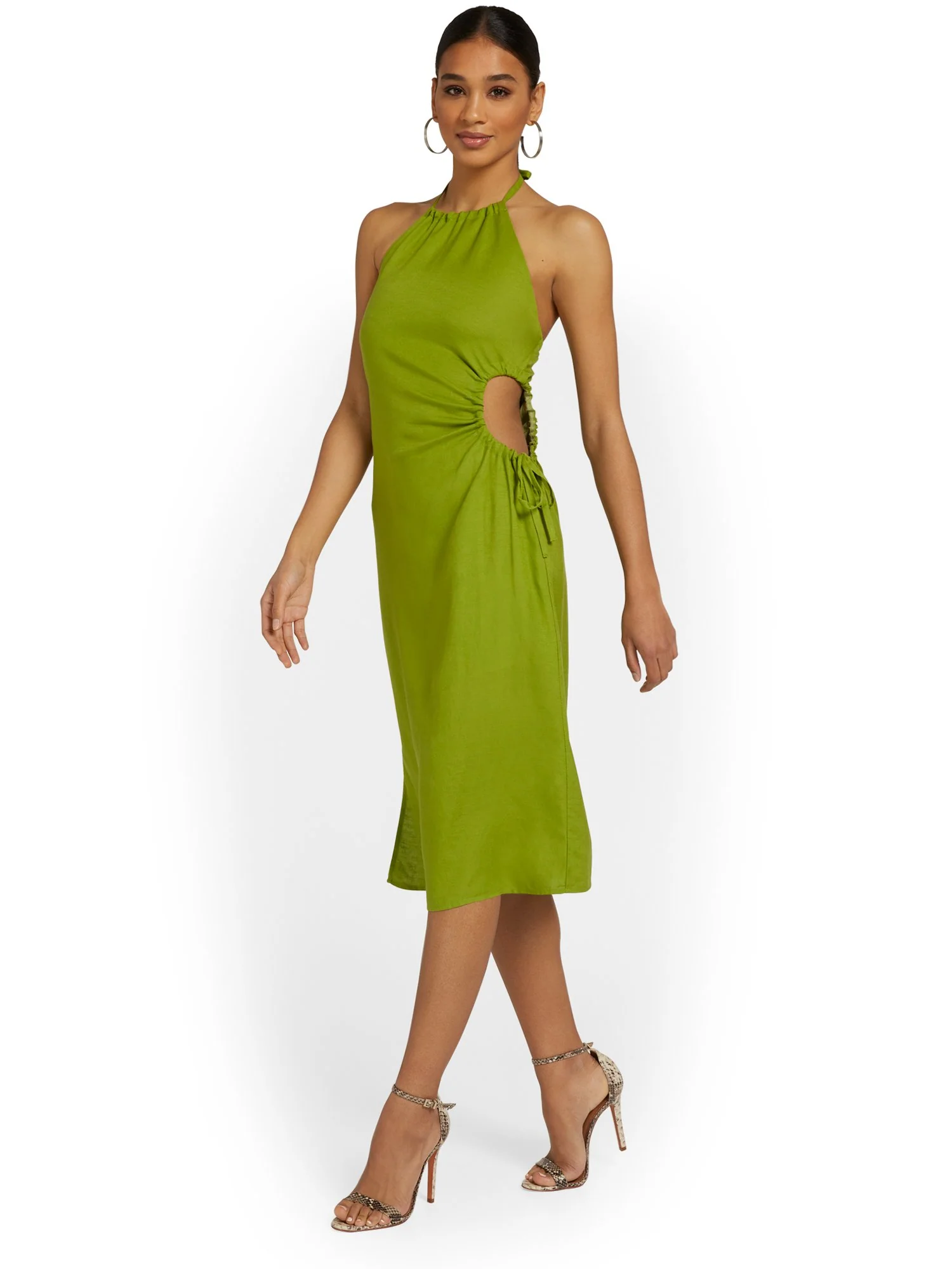 Crescent Linen-Blend Cut-Out Dress - Brands We Love - Image 4