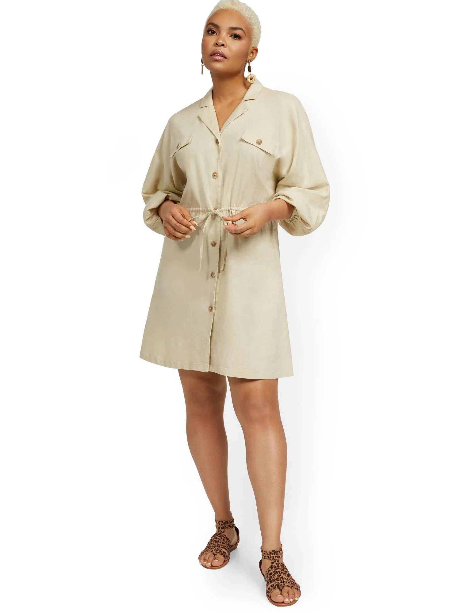 Linen-Blend Dolman Shirtdress - Image 2