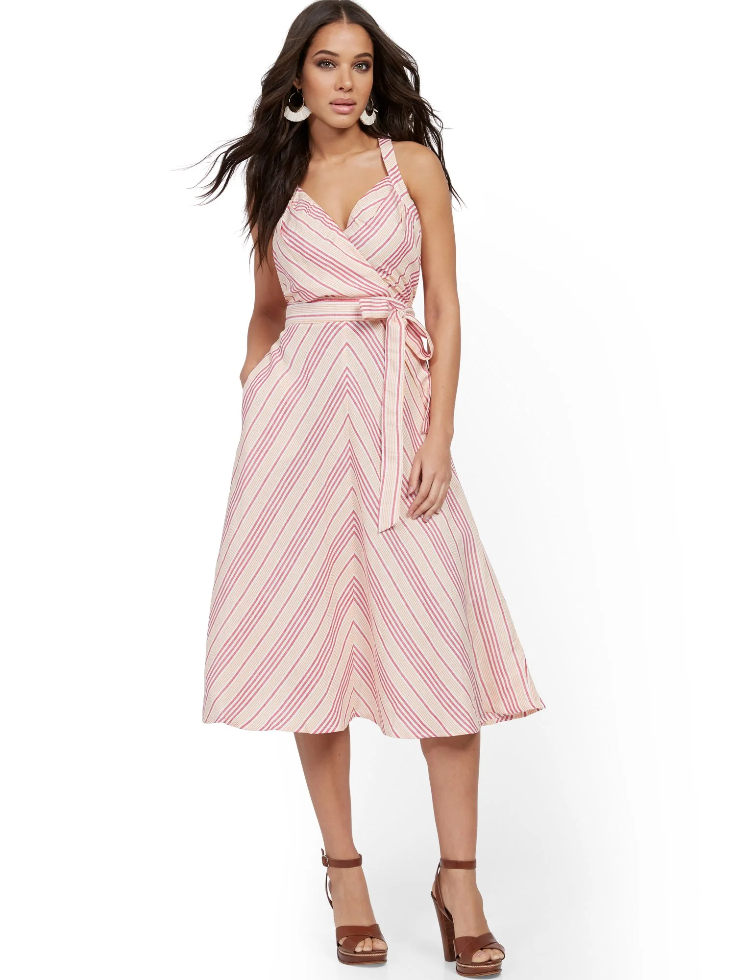 Linen Blend Halter Fit and Flare Dress - Image 4