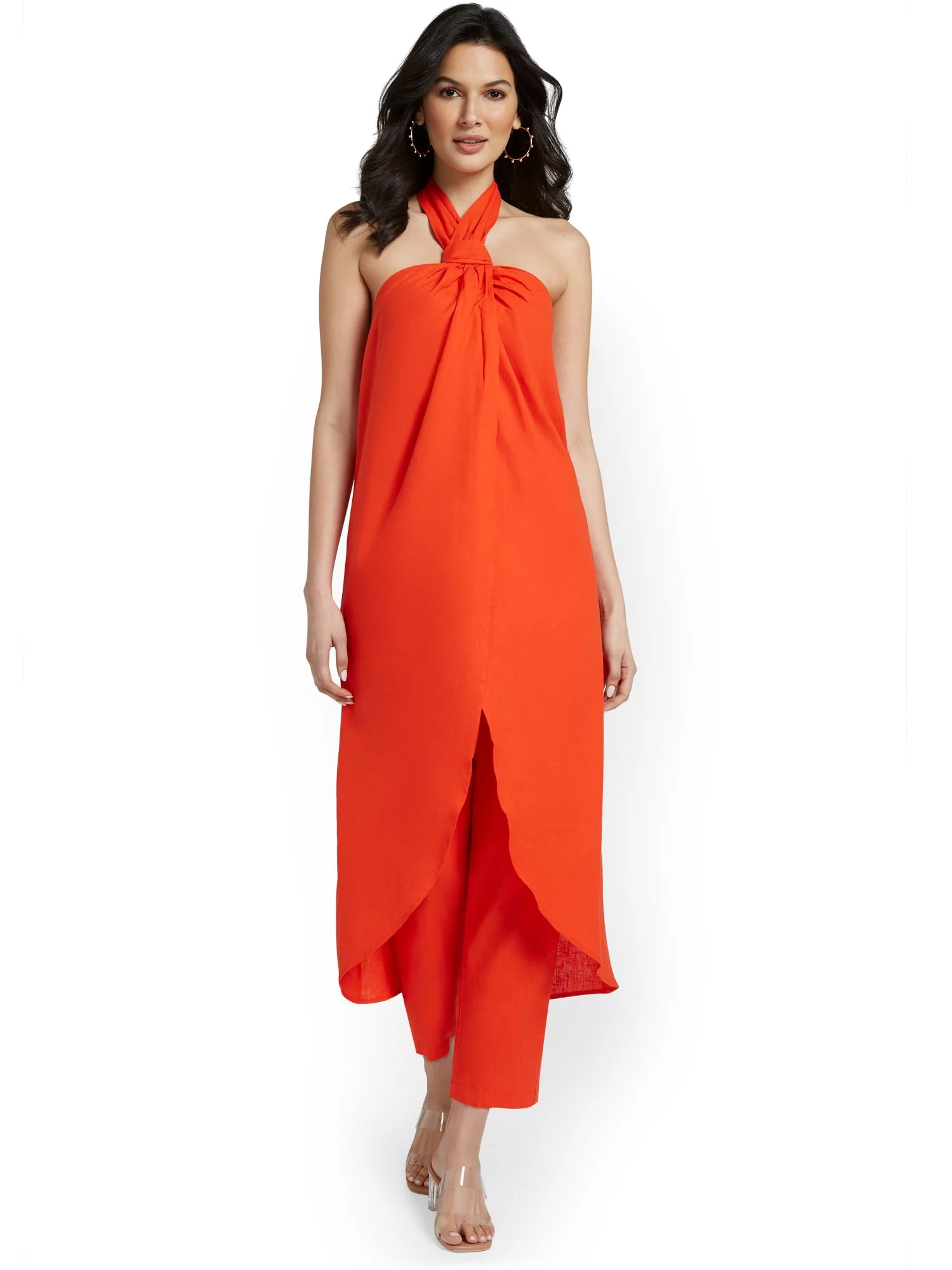 Linen-Blend Halterneck Maxi Top - Image 2