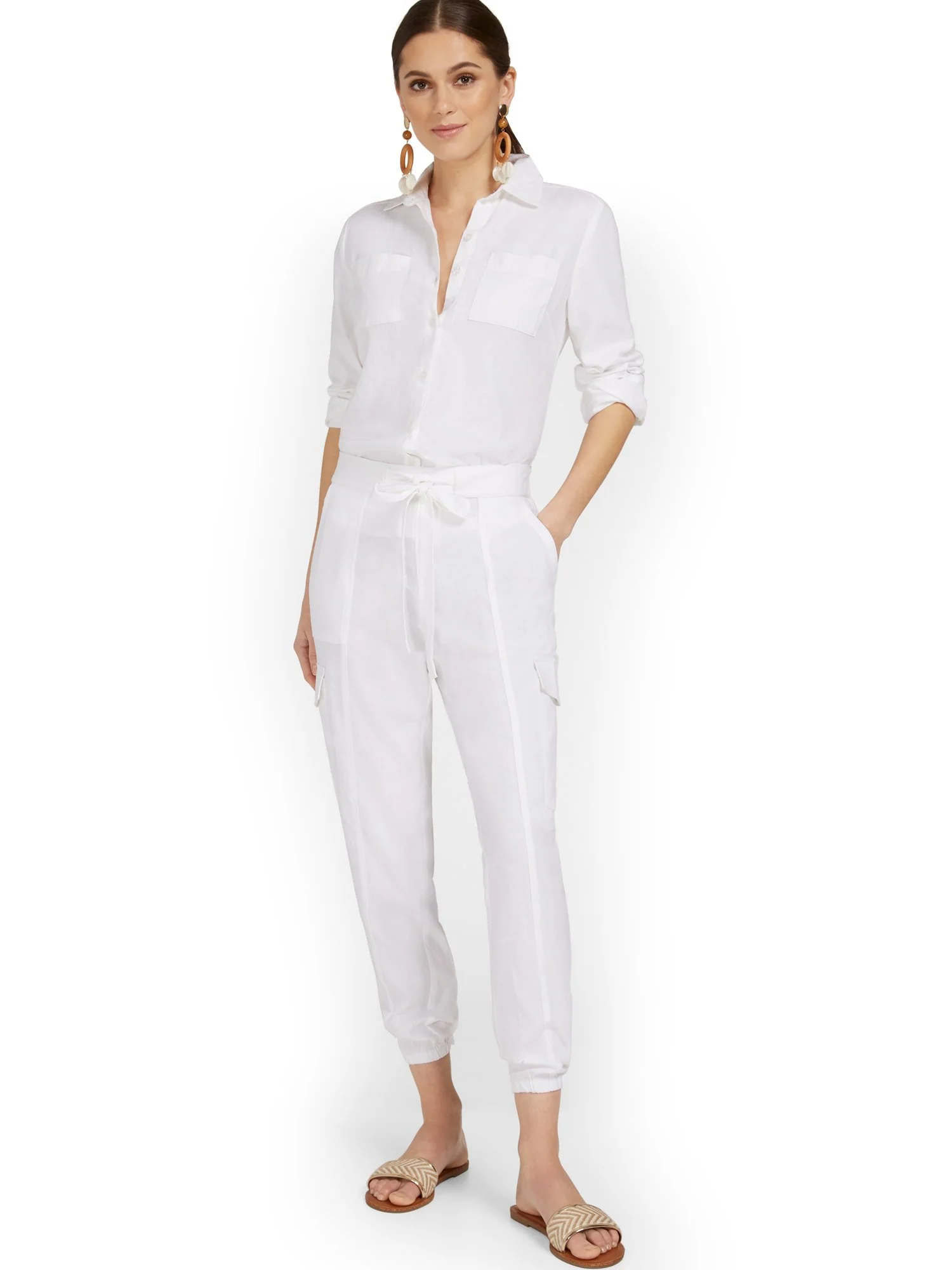 Linen-Blend High-Waisted Cargo Jogger Pant - Image 3