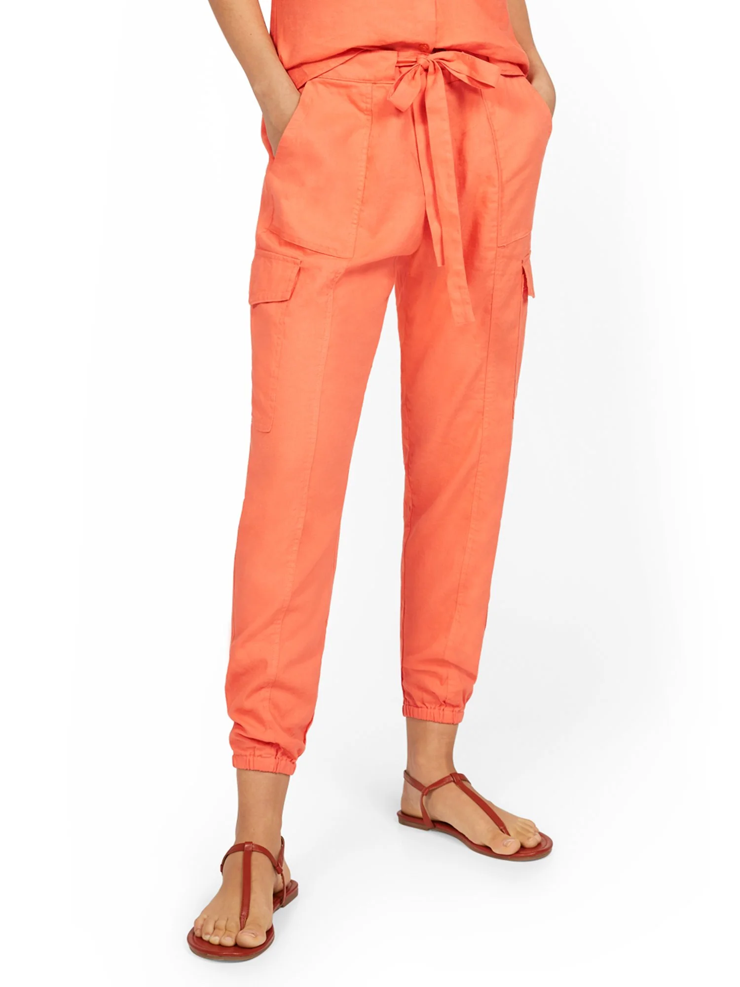 Linen-Blend High-Waisted Cargo Jogger Pant - Image 6