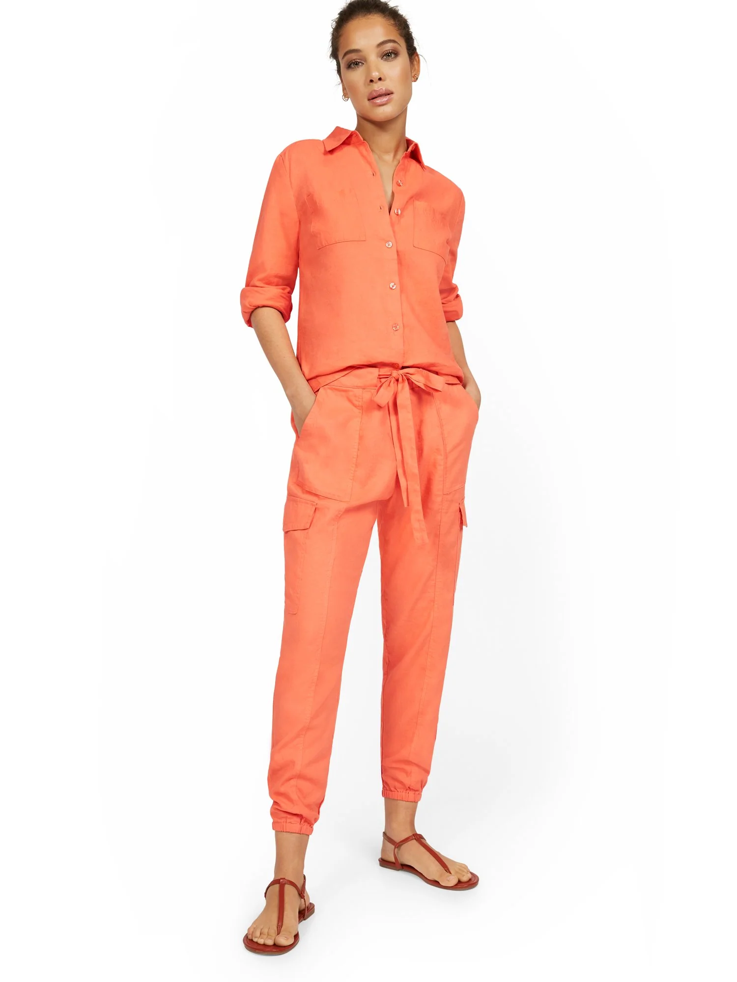 Linen-Blend High-Waisted Cargo Jogger Pant - Image 7