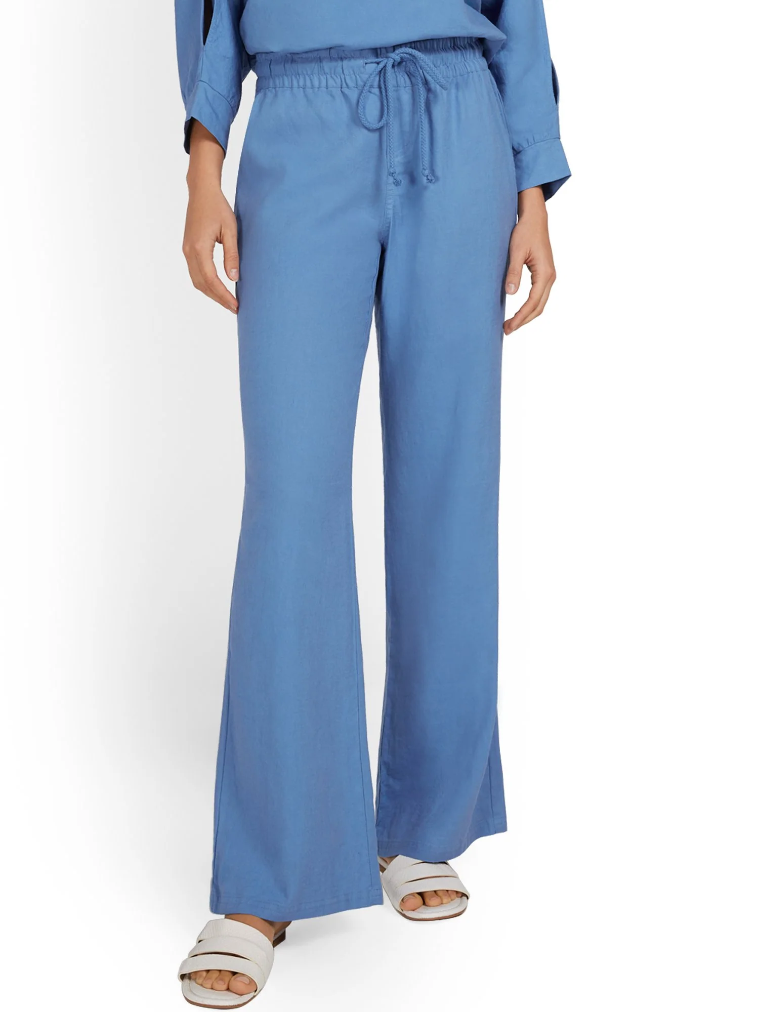 Linen-Blend High-Waisted Drawstring Wide-Leg Pant - Image 21
