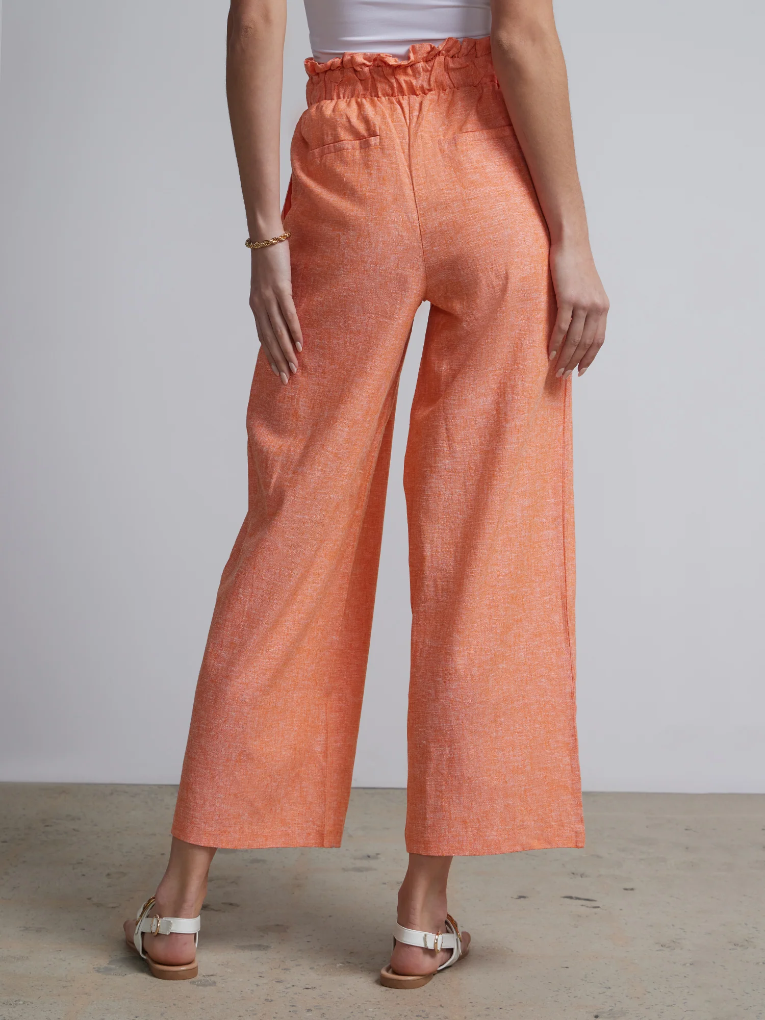 Linen Blend High Rise Paperbag Pant - Image 3