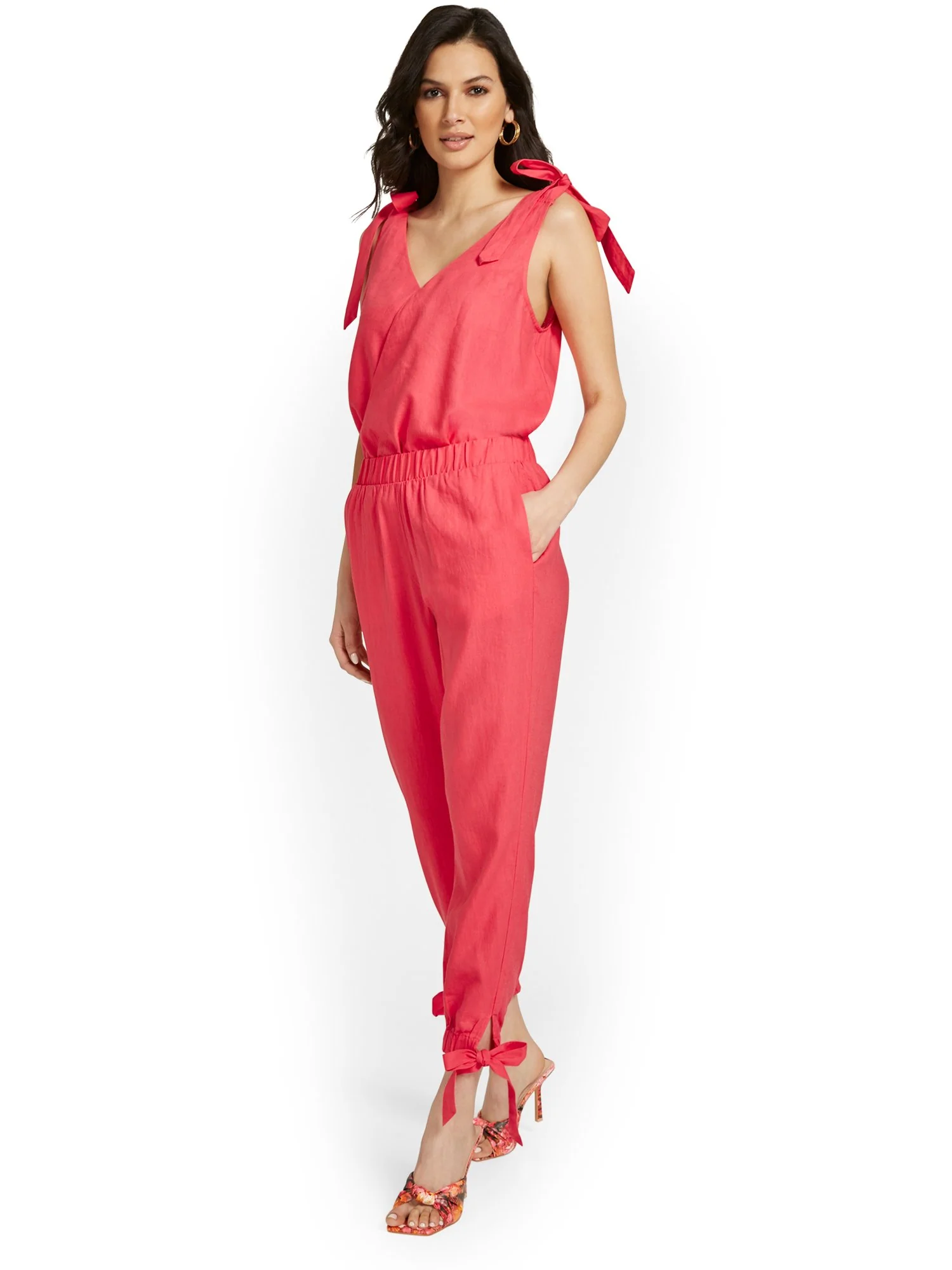Linen-Blend High-Waisted Side-Slit Jogger Pant - Image 8