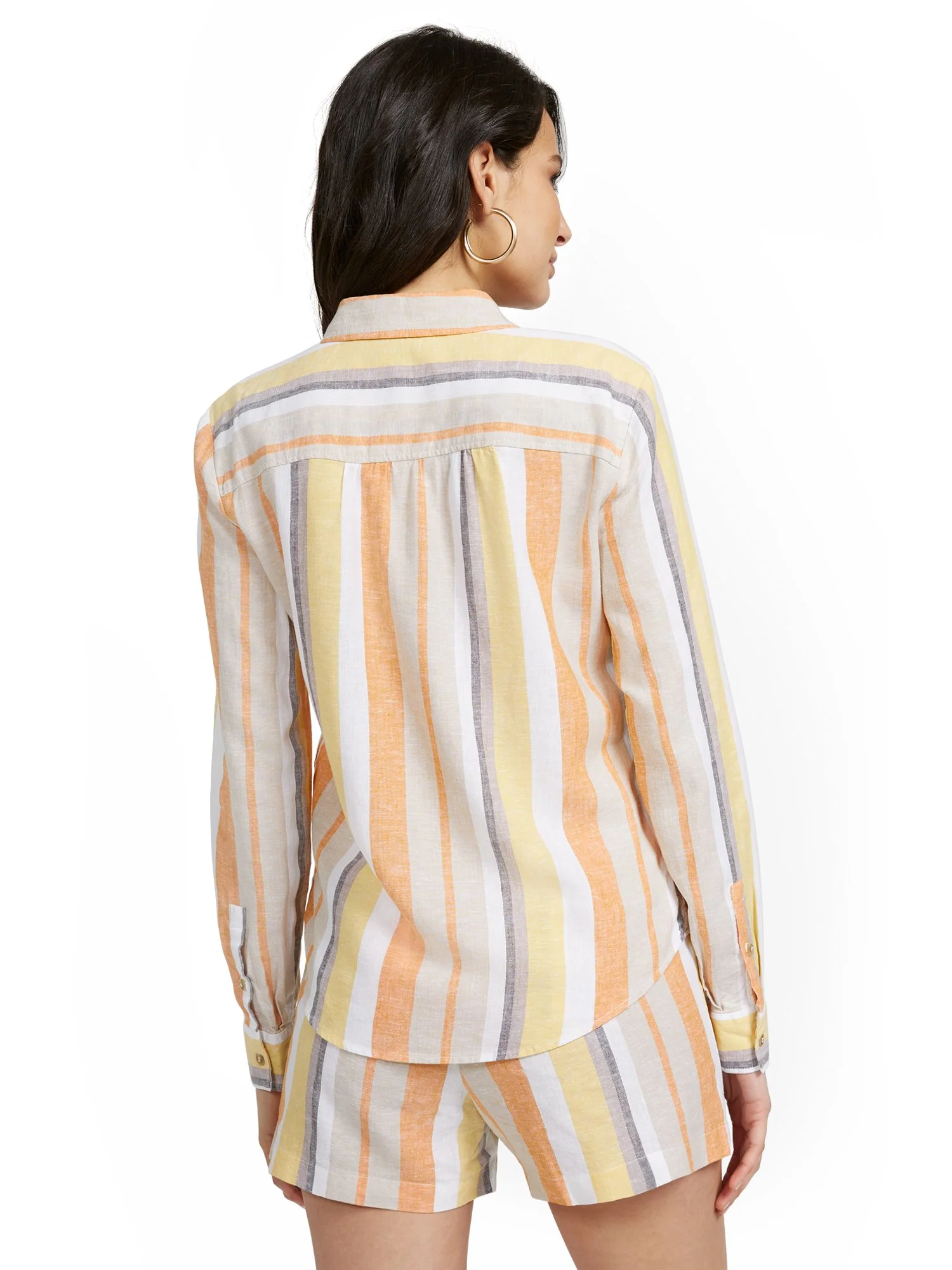 Linen-Blend Multicolor Striped Shirt - Image 3