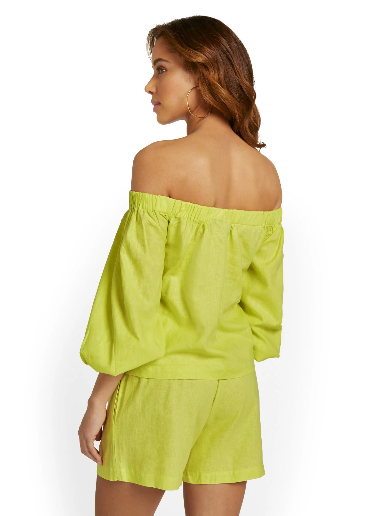 Linen-Blend Off-The-Shoulder Bow-Front Top - Image 6