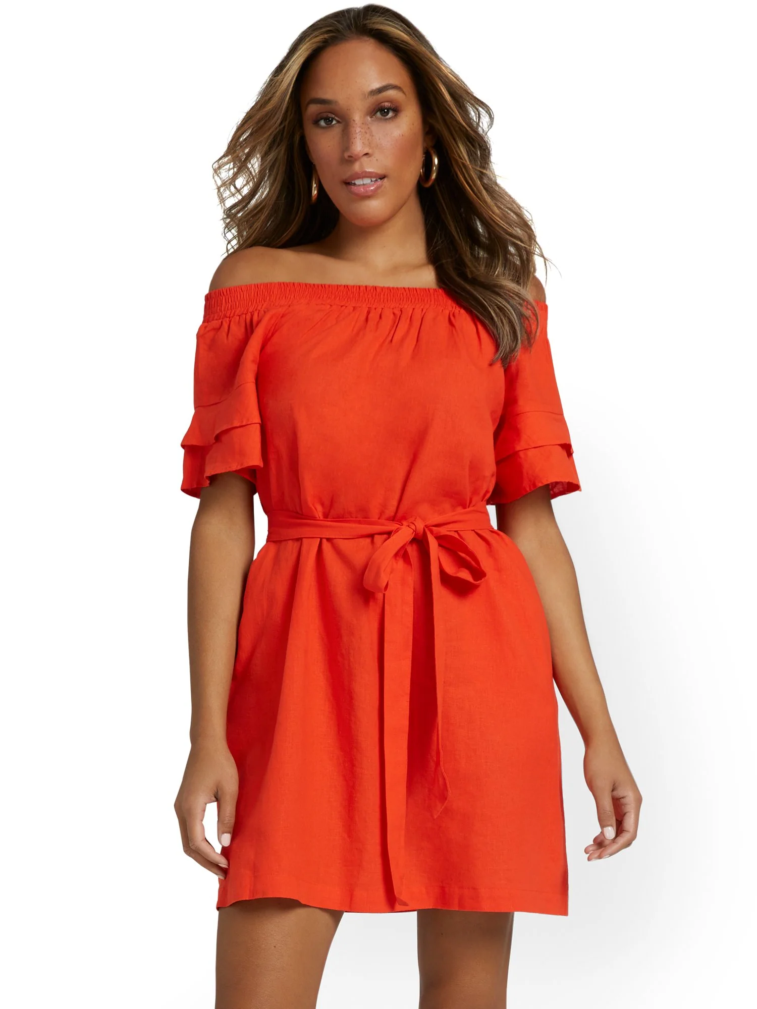 Linen-Blend Off-The-Shoulder Dress - Image 6
