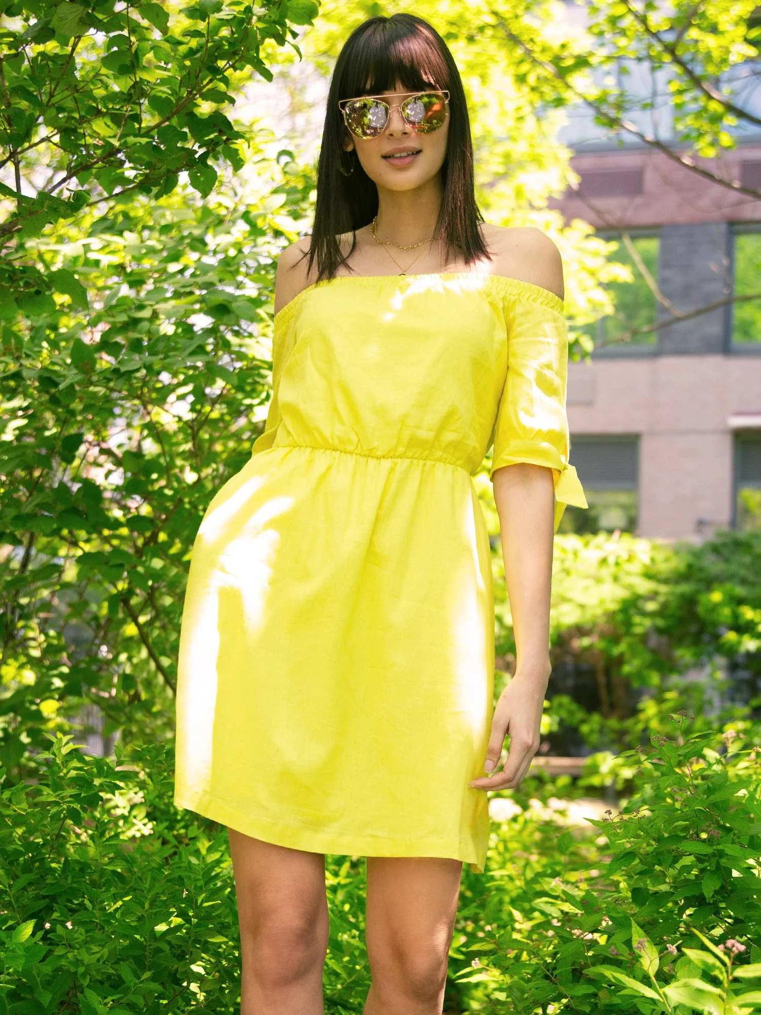 Linen-Blend Off-The-Shoulder Shift Dress - Image 8