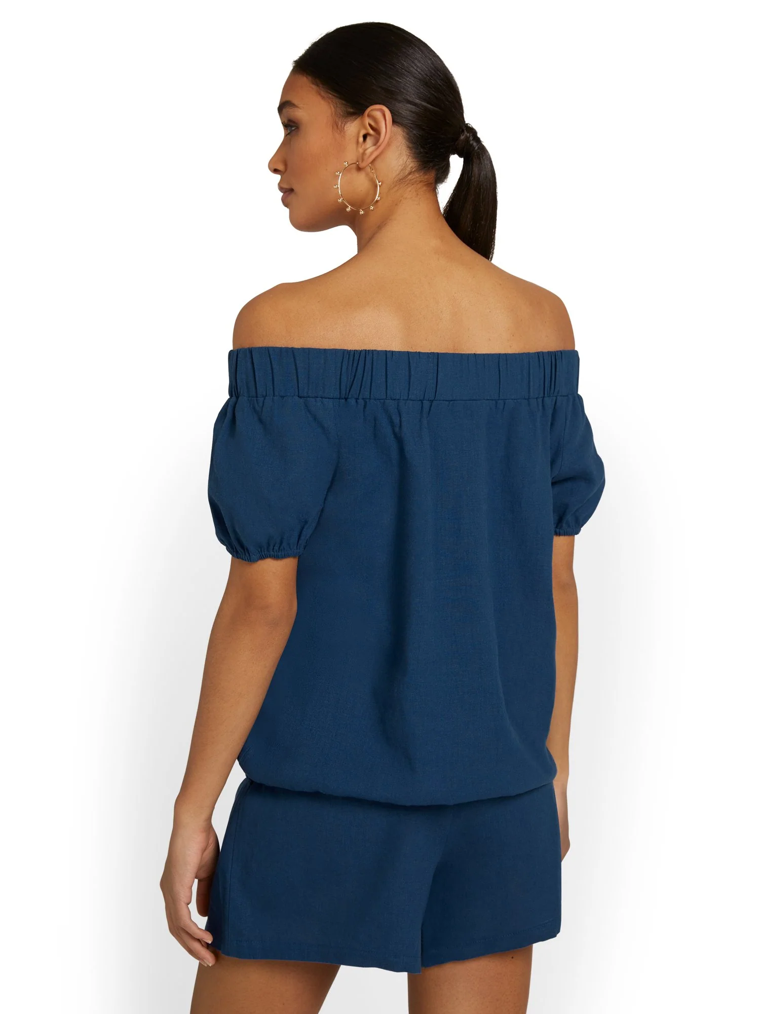 Linen-Blend Off-The-Shoulder Top - Image 3