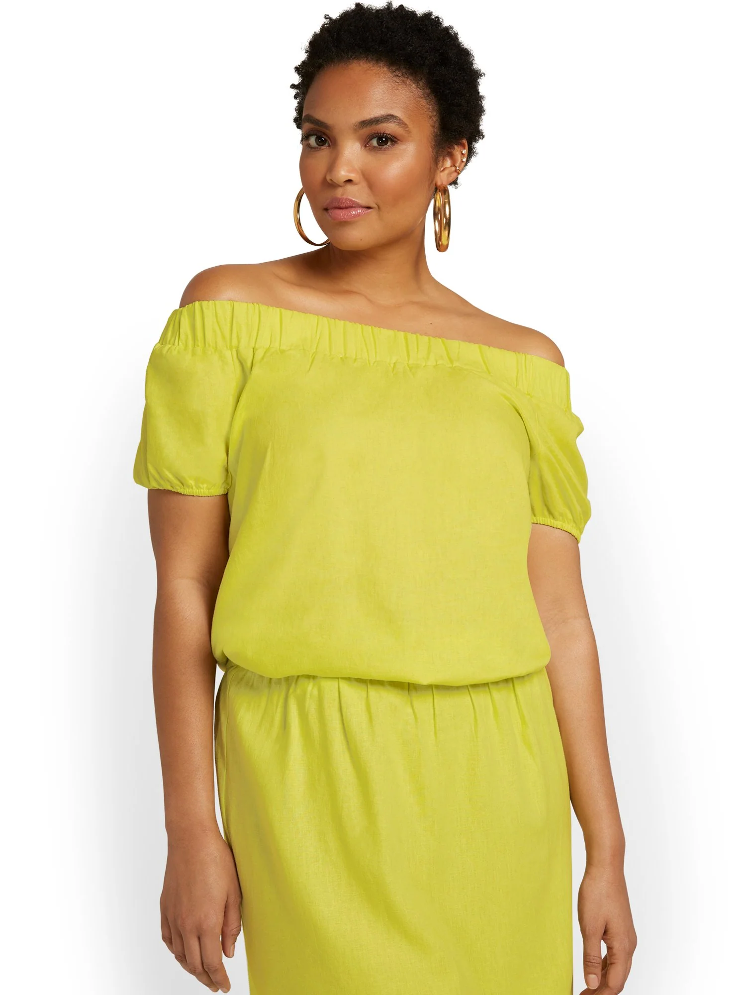 Linen-Blend Off-The-Shoulder Top - Image 5