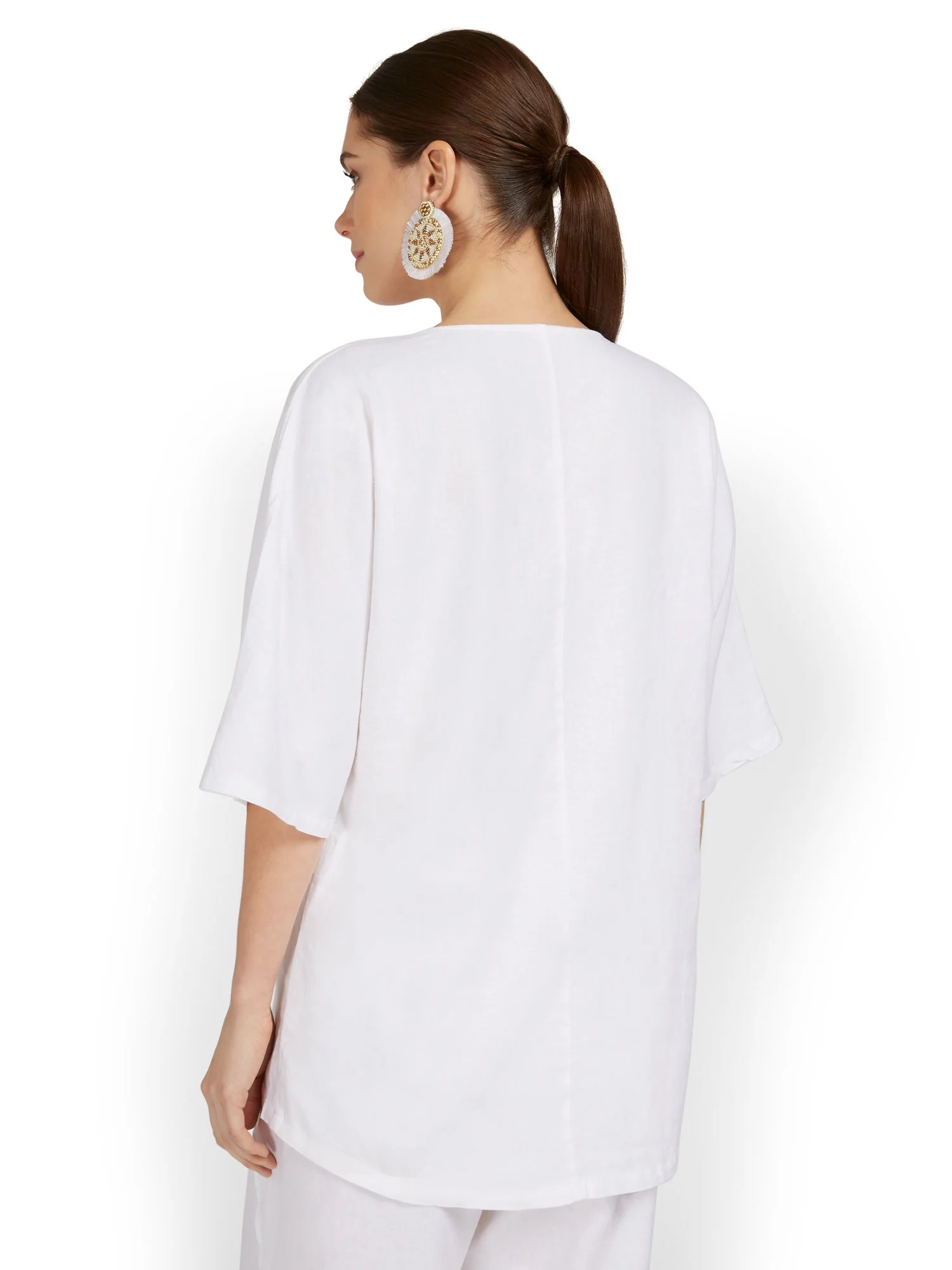 Linen-Blend Overlap Tunic Top - Image 3