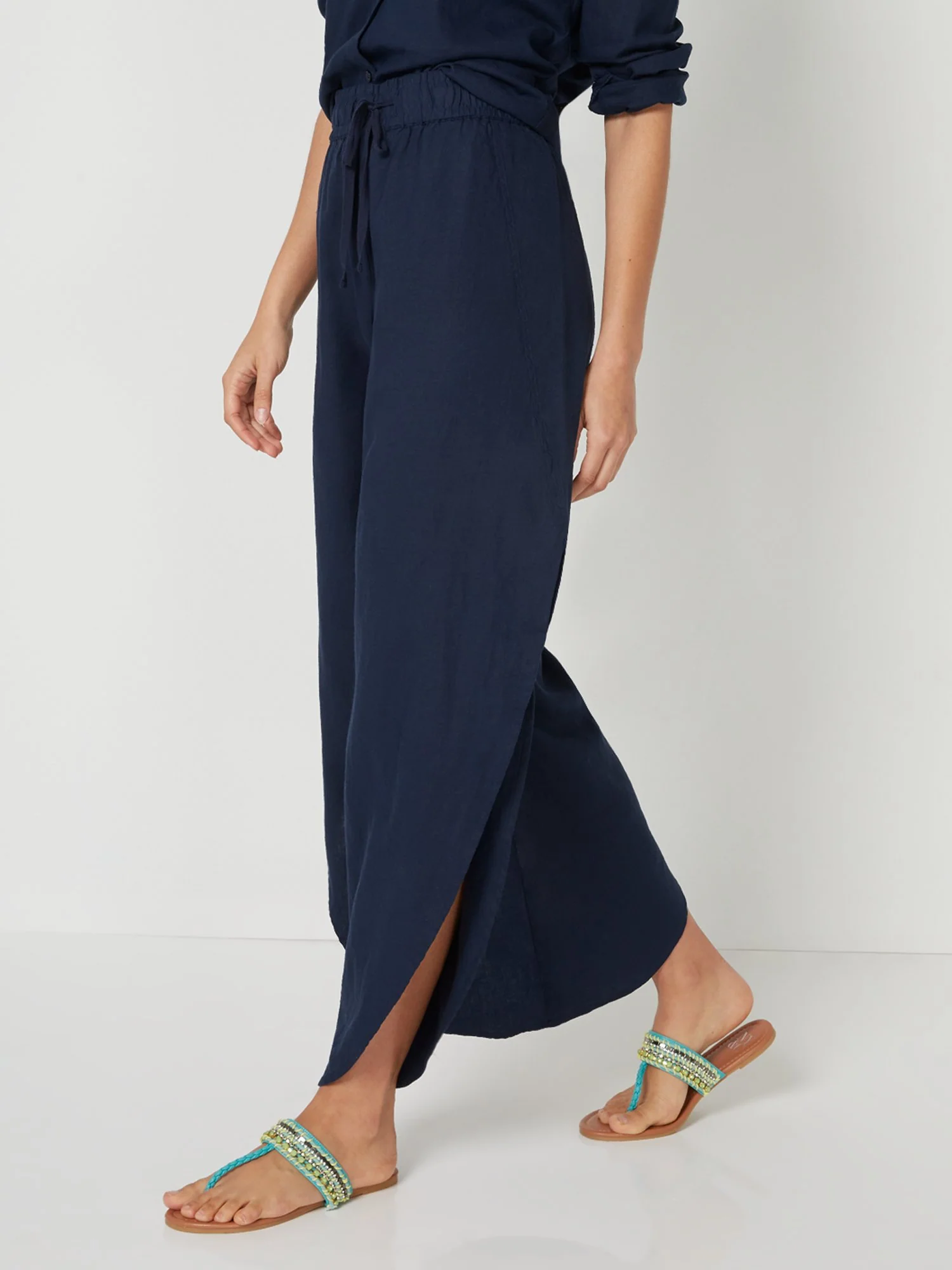 Linen-Blend Slit-Leg Pant - Image 7