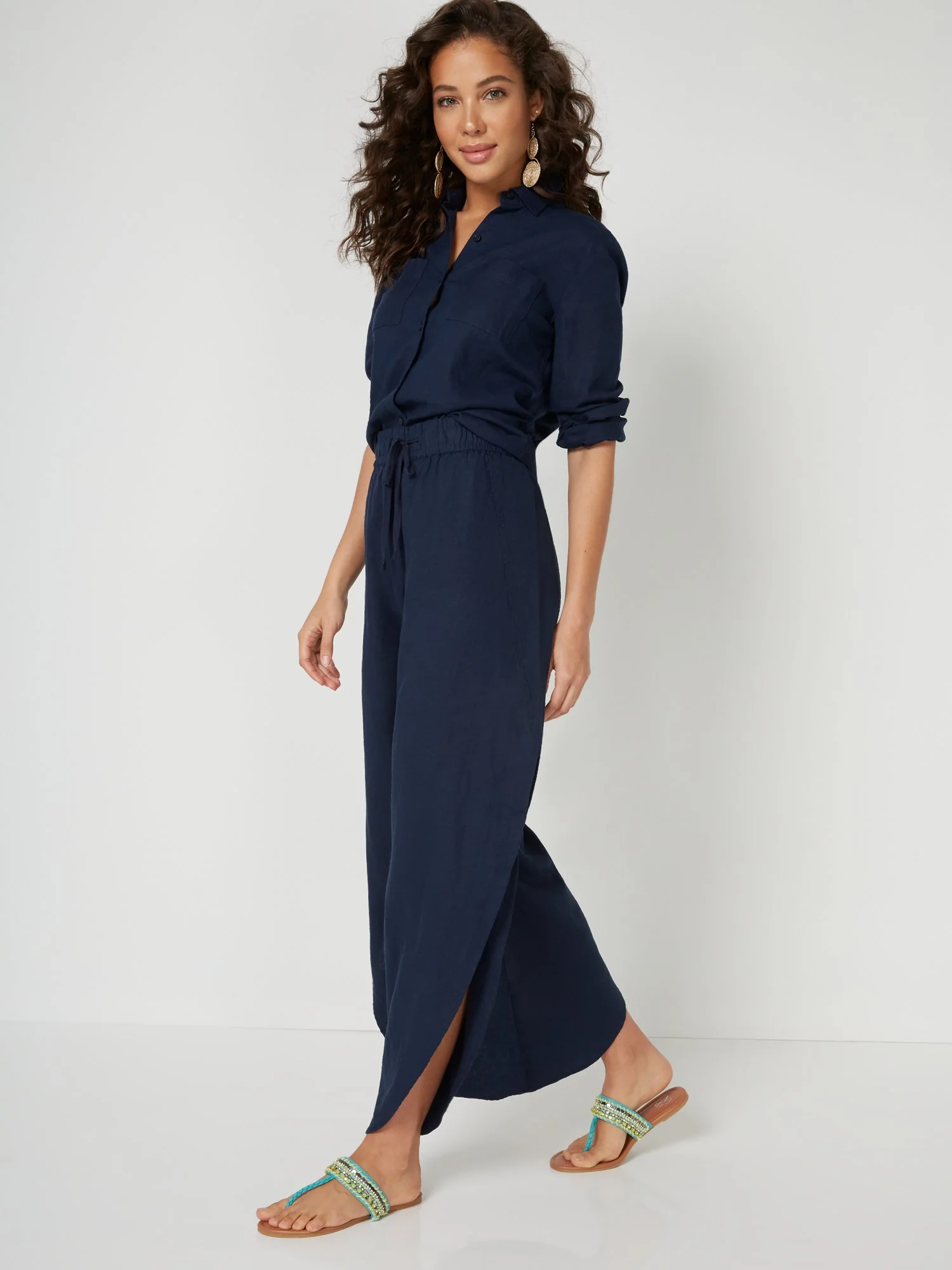 Linen-Blend Slit-Leg Pant - Image 9