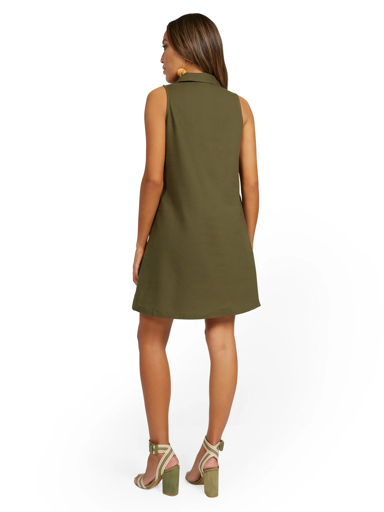 Linen-Blend Split-Neck Tank Dress - Image 12