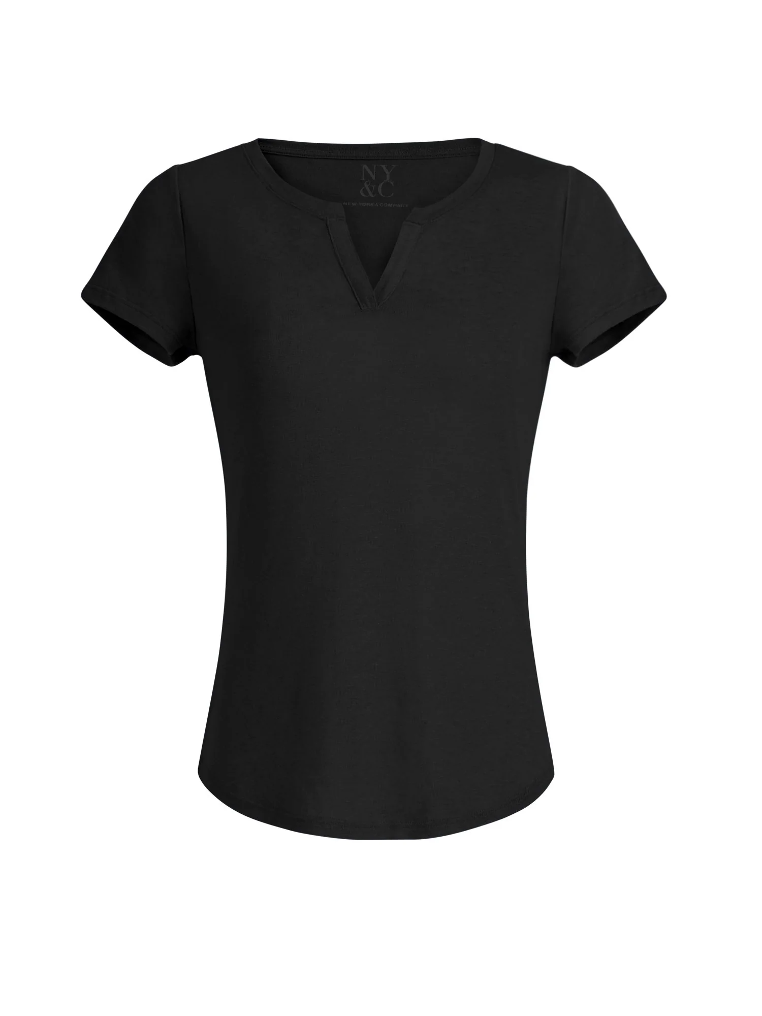 Linen-Blend Split-Neck Tee