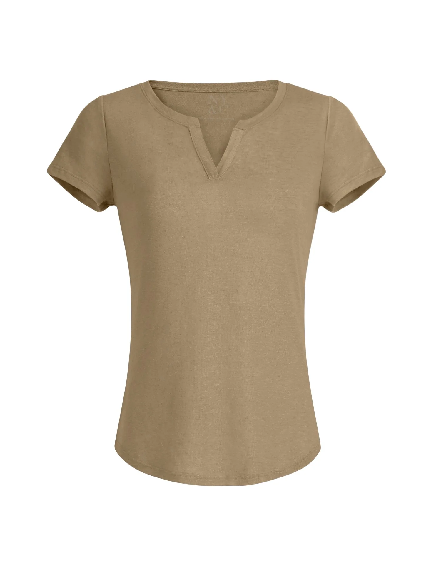 Linen-Blend Split-Neck Tee - Image 18