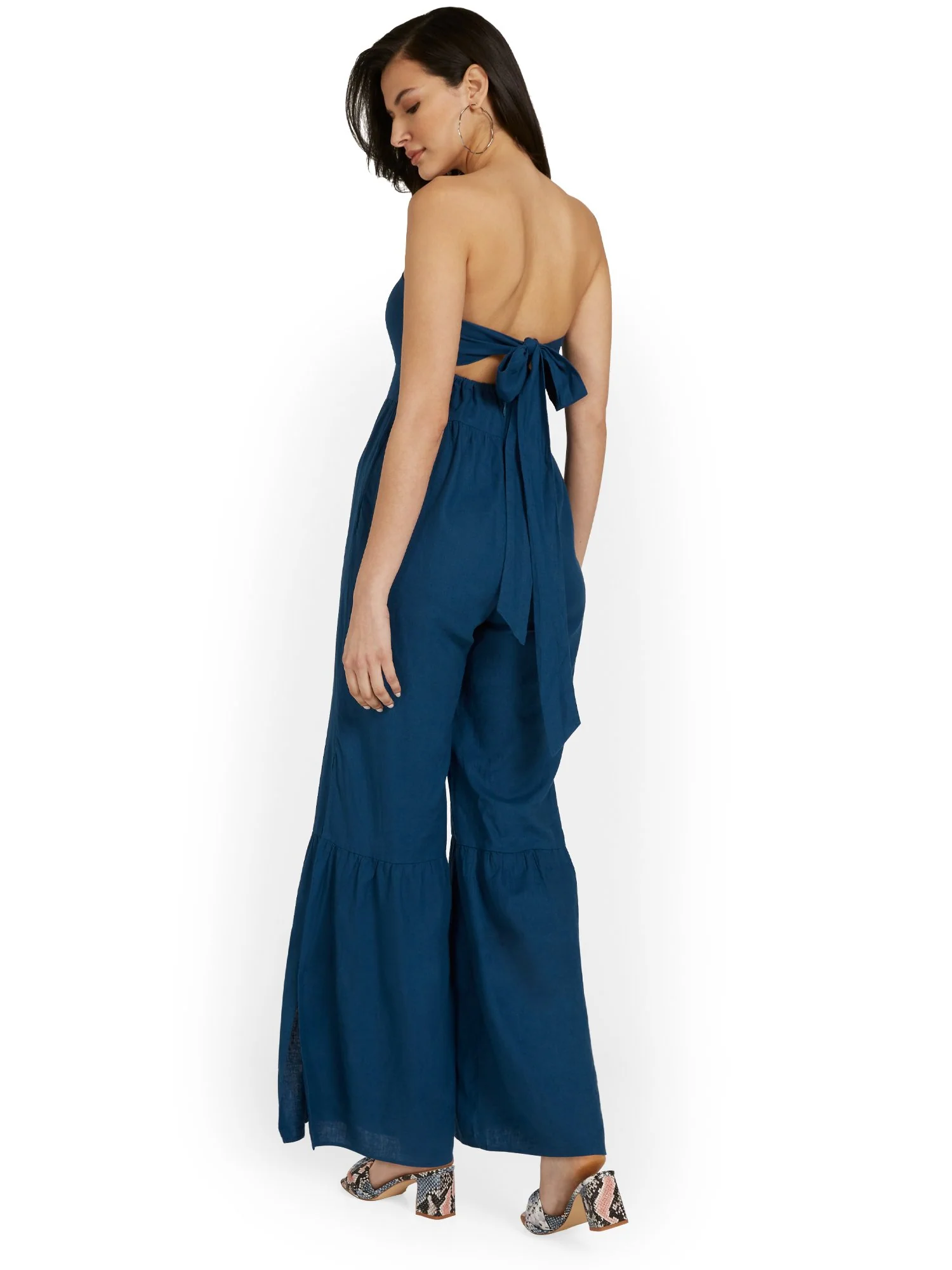 Linen-Blend Strapless Tie-Back Jumpsuit - Image 8